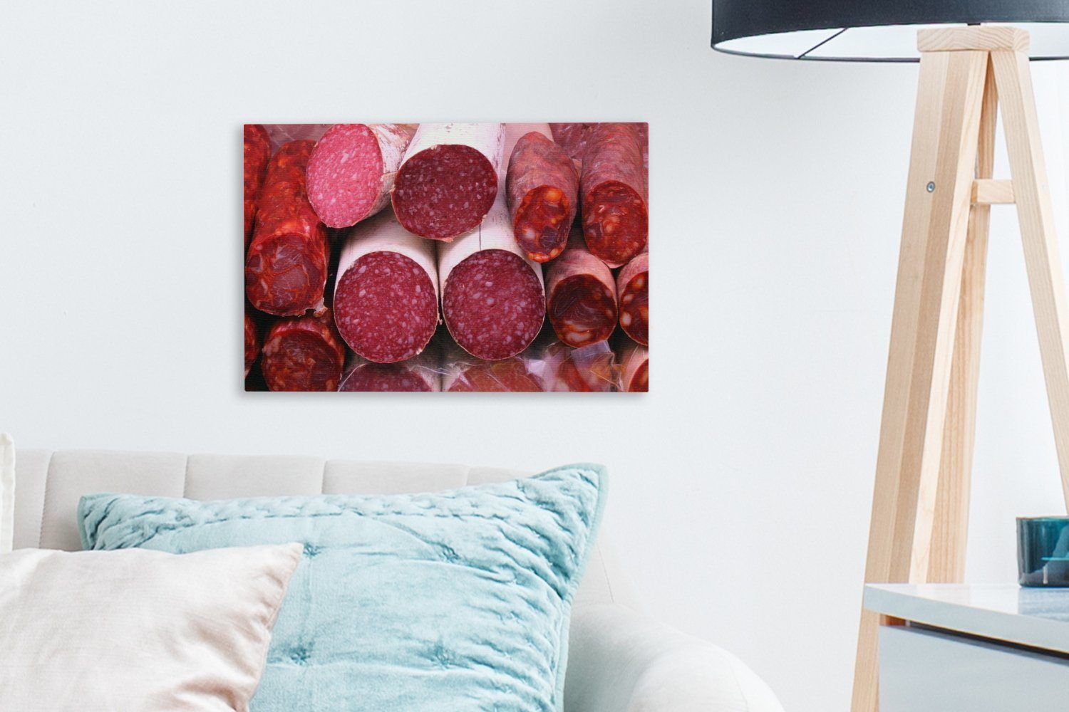 OneMillionCanvasses® Leinwandbild Spanische Chorizo, Aufhängefertig, Leinwandbilder, Wanddeko, (1 St), 30x20 sortiert., cm Wandbild