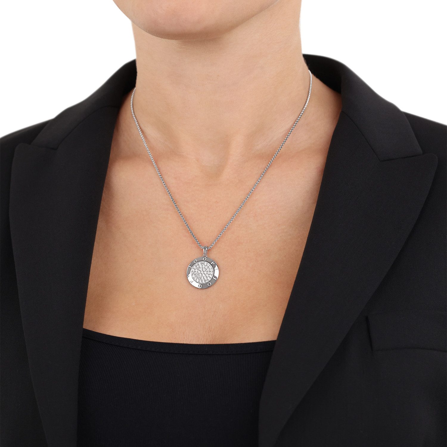 JOOP! Kette mit Anhänger Kreis, mit Zirkonia (synth)