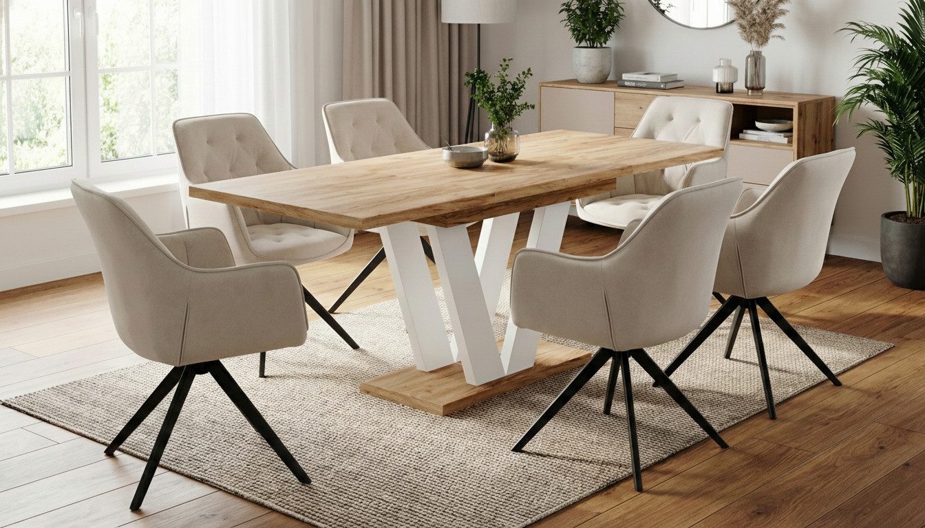 Endo-Moebel Essgruppe "Lara White" 130-210cm ausziehbar, Tischgruppe, für 6 günstig online kaufen