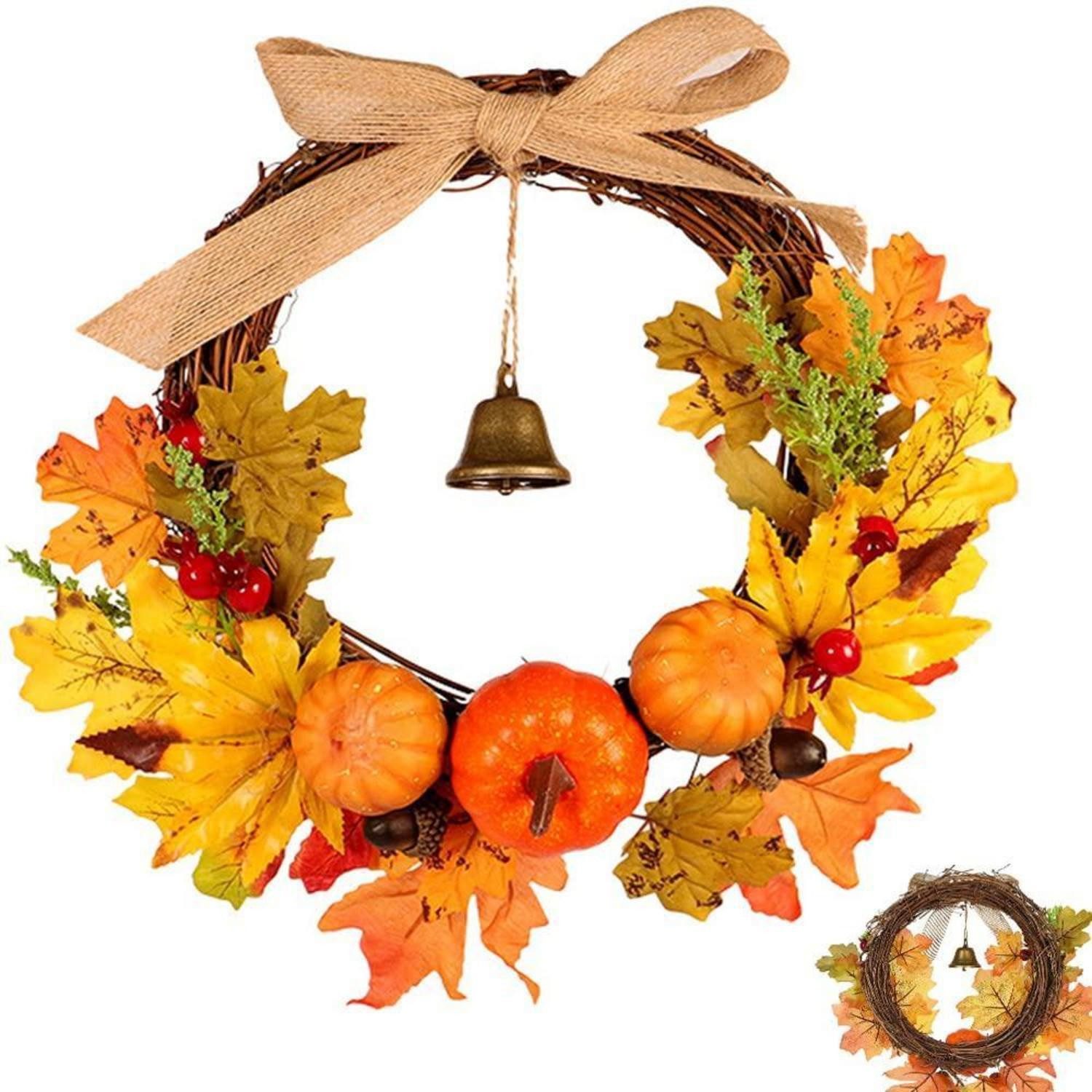 LuxusKollektion Dekokranz Herbstkranz Ahorn Kürbis 30cm