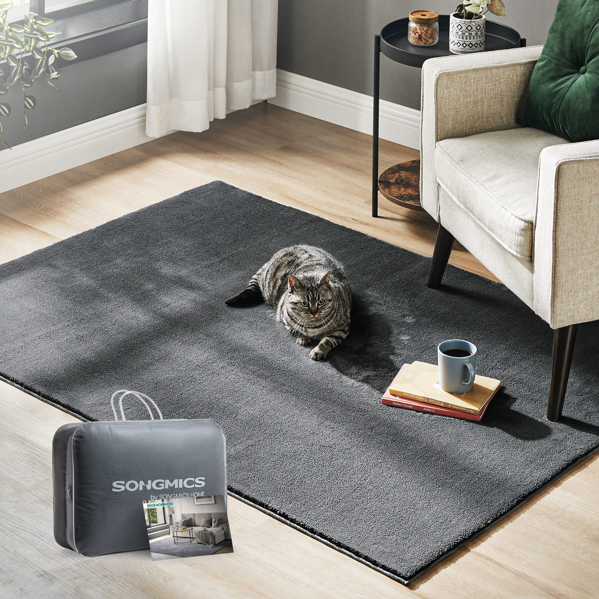 SONGMICS HOME Teppich, Rechteck, Wohnzimmerteppich, rutschfest, maschinenwa günstig online kaufen