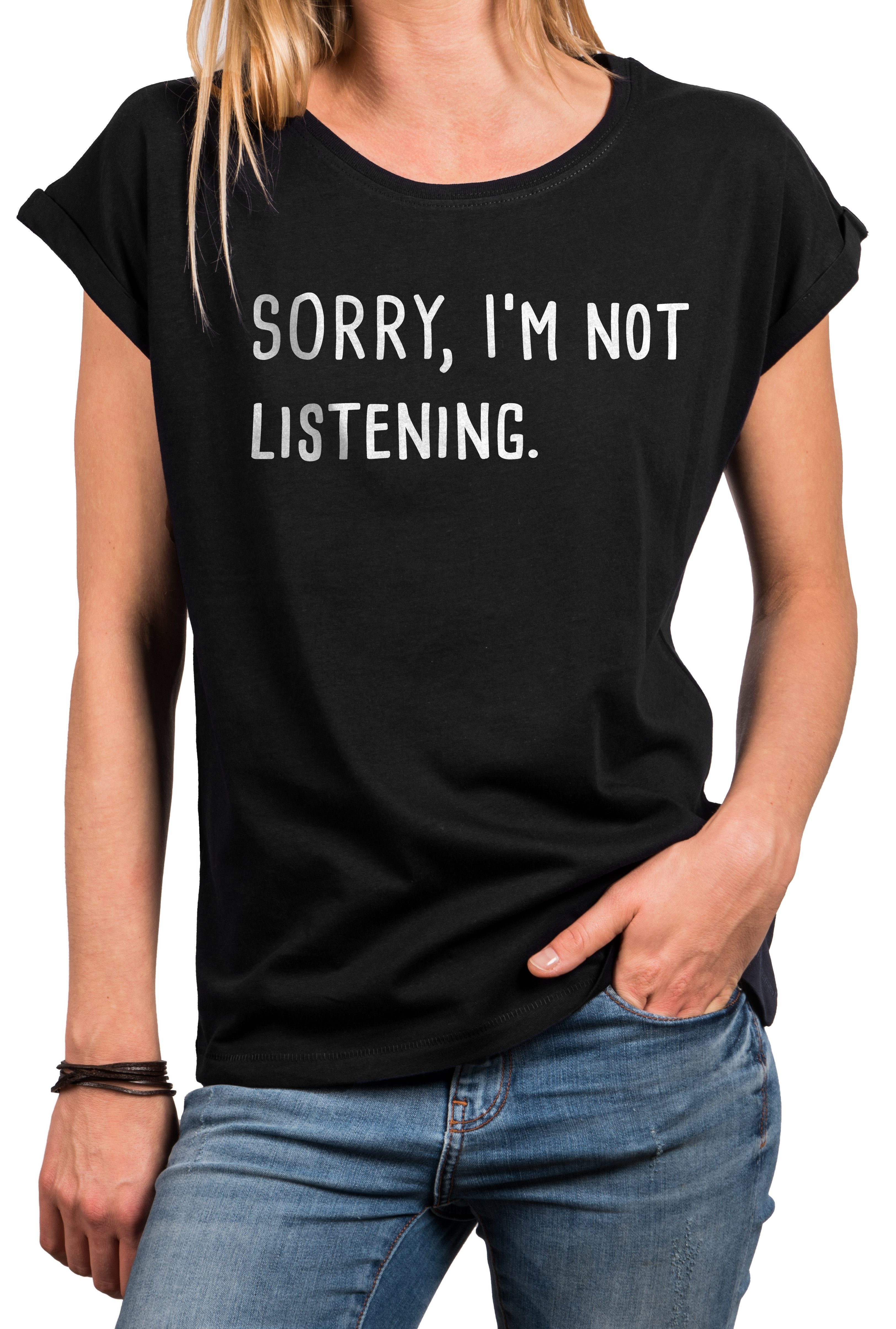 MAKAYA Print-Shirt Damen Kurzarm Top Lustige Sommer Oberteile mit Spruch Aufdruck - Sorry (Rundhals, Schwarz, Blau, Grau, Rosa) große Größen