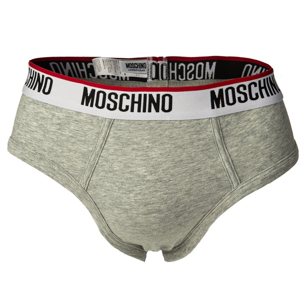 Moschino Slip Herren Slips Briefs, Cotton Pack Unterhose, 3er - Grau