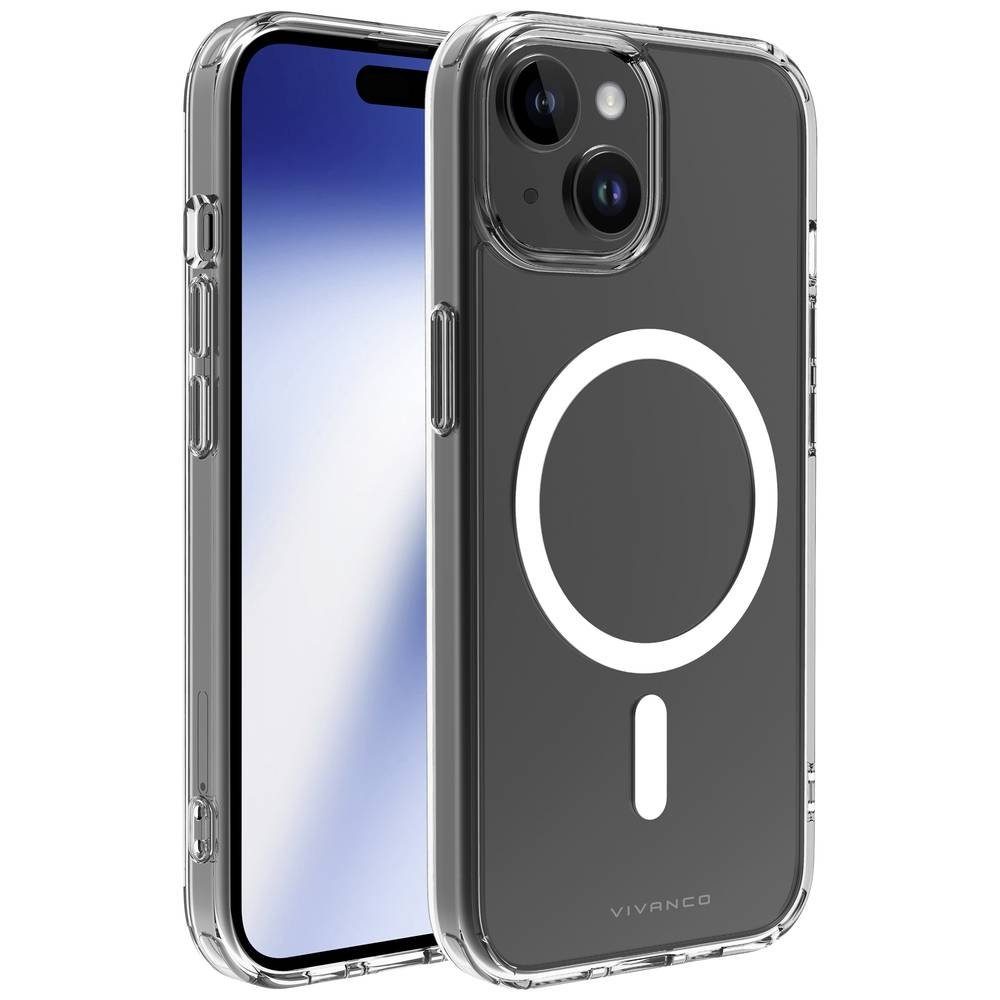Vivanco Handyhülle MAG Steady Cover für iPhone 15, MagSafe kompatibel, Spritzwassergeschützt, Staubdicht, Wasserabweisend