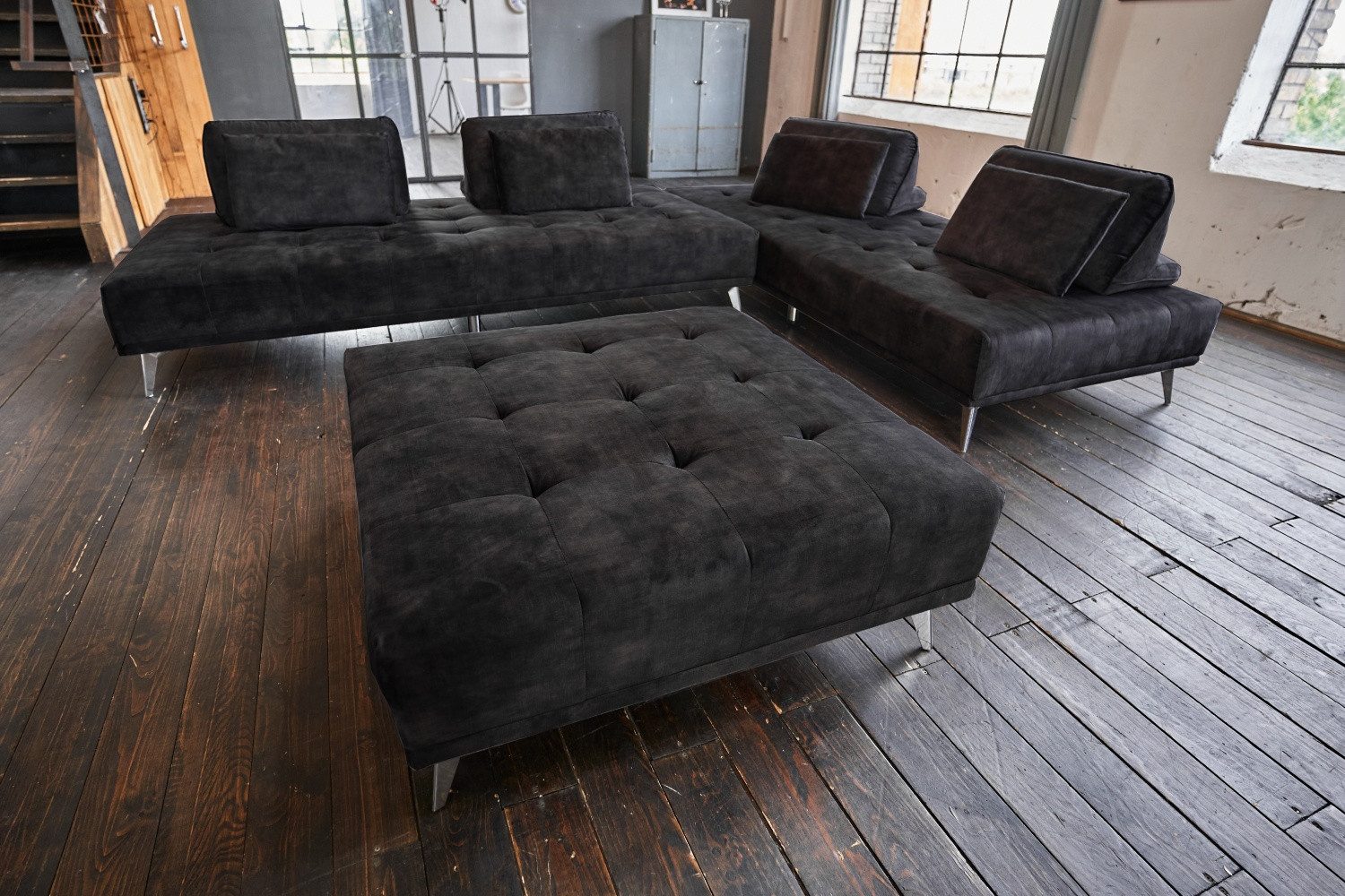 KAWOLA Schlafsofa WIOLO, Couch Stoff oder Velvet, mit oder ohne Hocker, verschiedene Farben