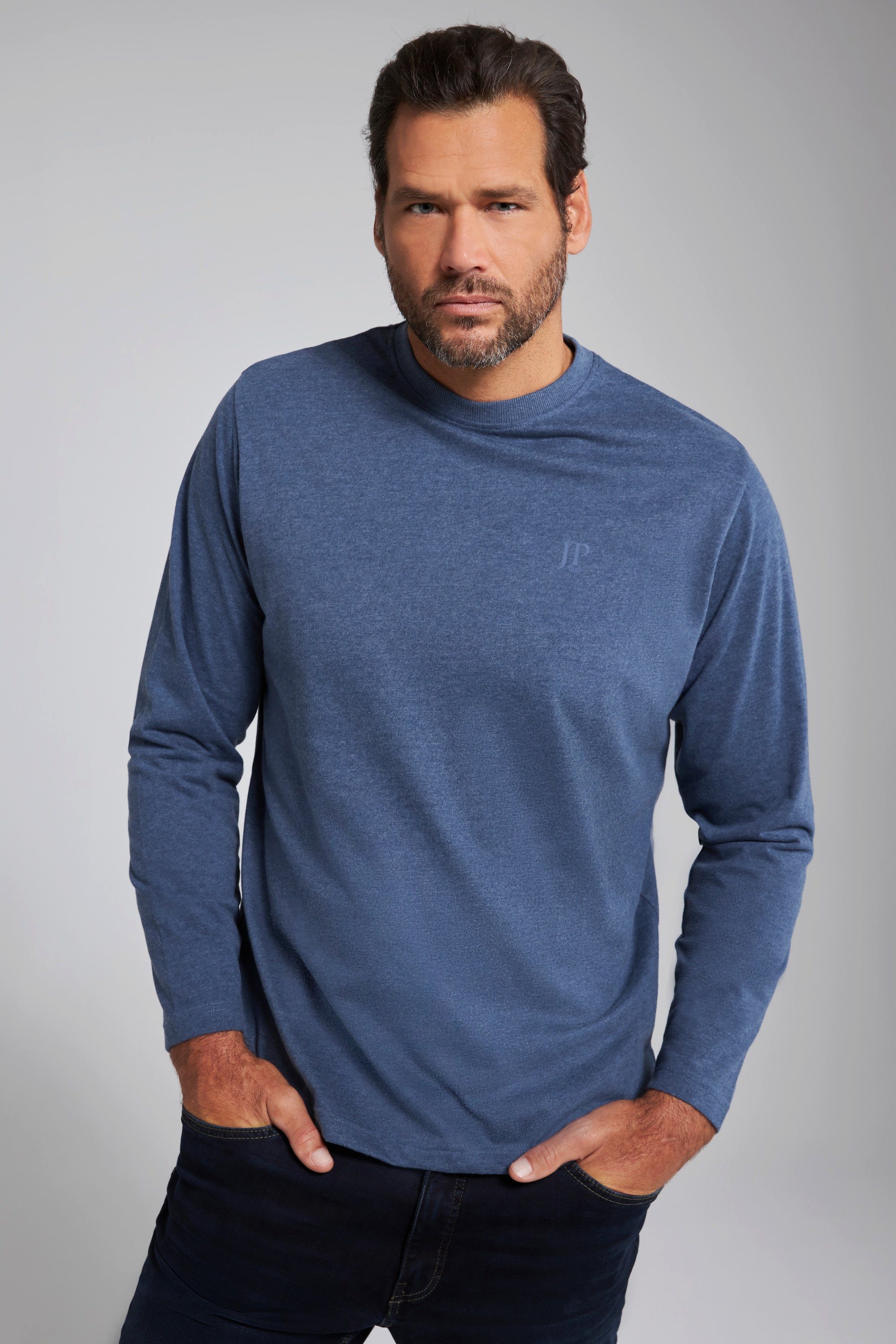 JP1880 T-Shirt Langarmshirt Basic bis 8XL blue denim