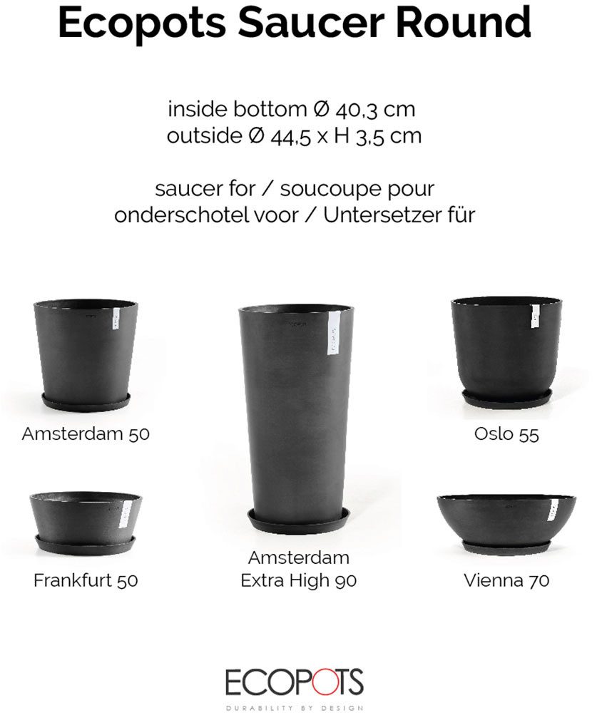 ECOPOTS Blumentopfuntersetzer ROUND SAUCER Dark Grey, BxTxH: 44,5x44,5x3,5 günstig online kaufen