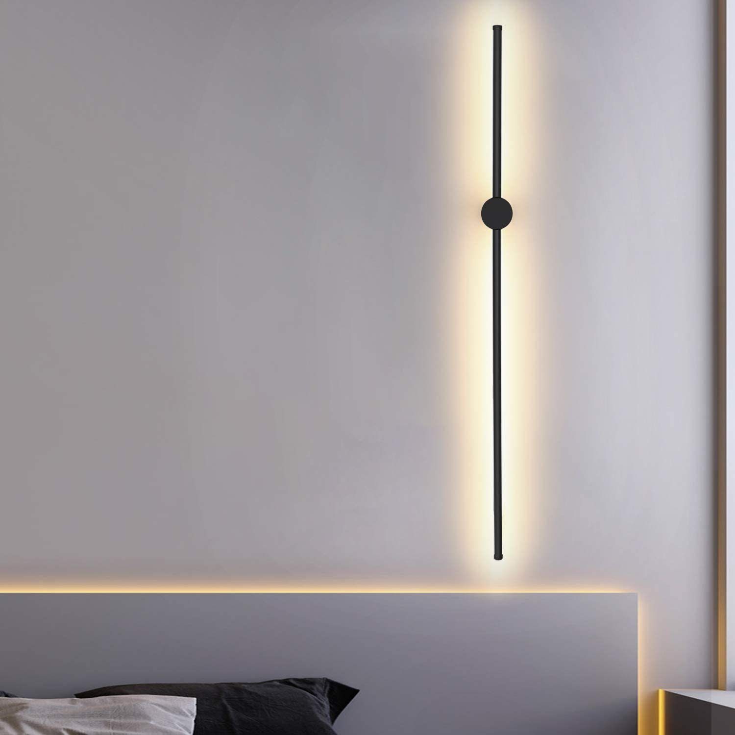 Büro fest 3000 Schwarz Wandleuchte Schlafzimmer Nettlife Flur warmes minimalistische, cm Wohnzimmer K für LED schwenkbare integriert, 100 LED Weiß,
