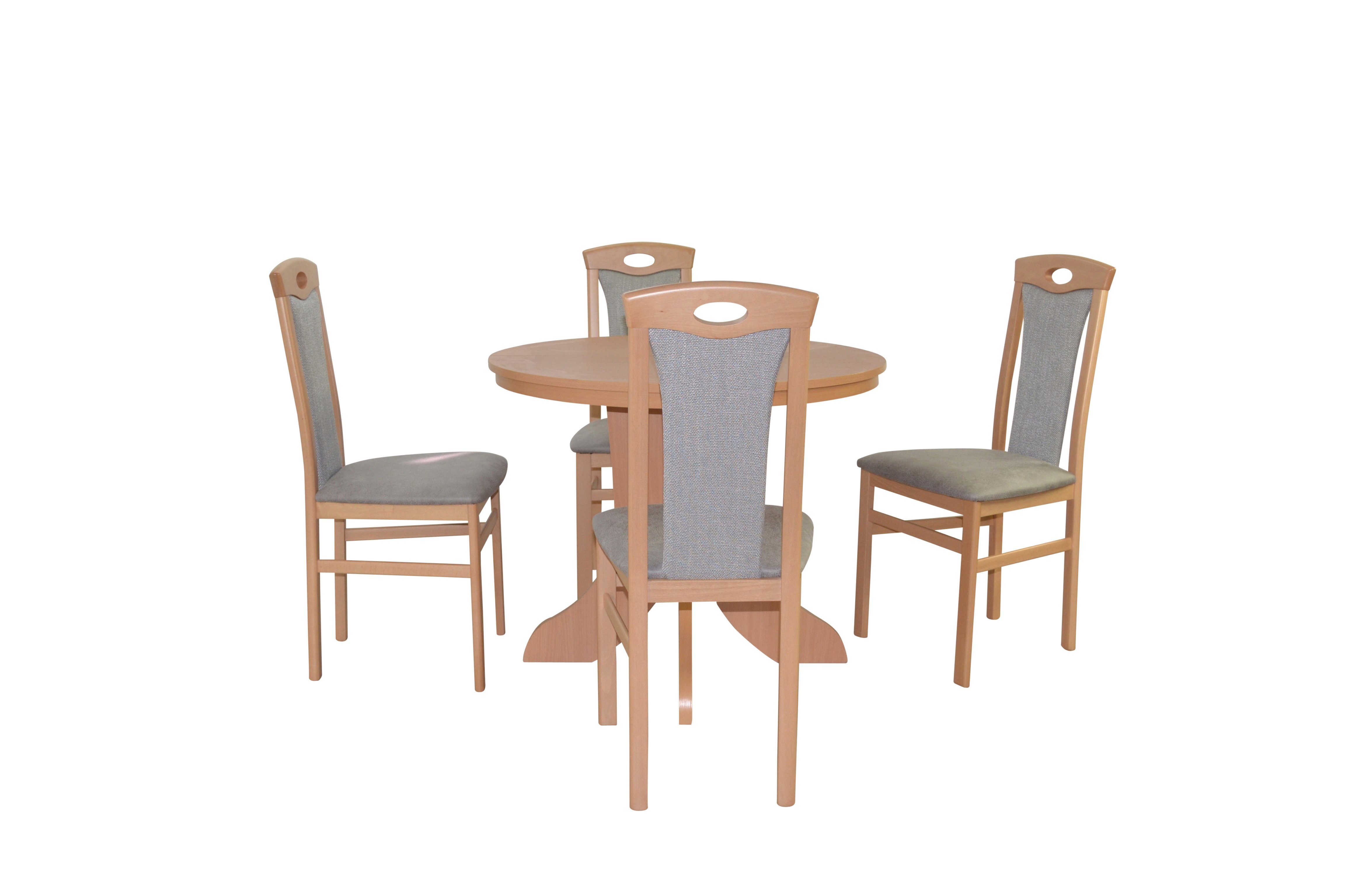 5tlg) Tisch mit Auszugsfunktion, 5tlg., moebel-direkt-online Essgruppe hellgrau Essgruppe (Spar-Set,