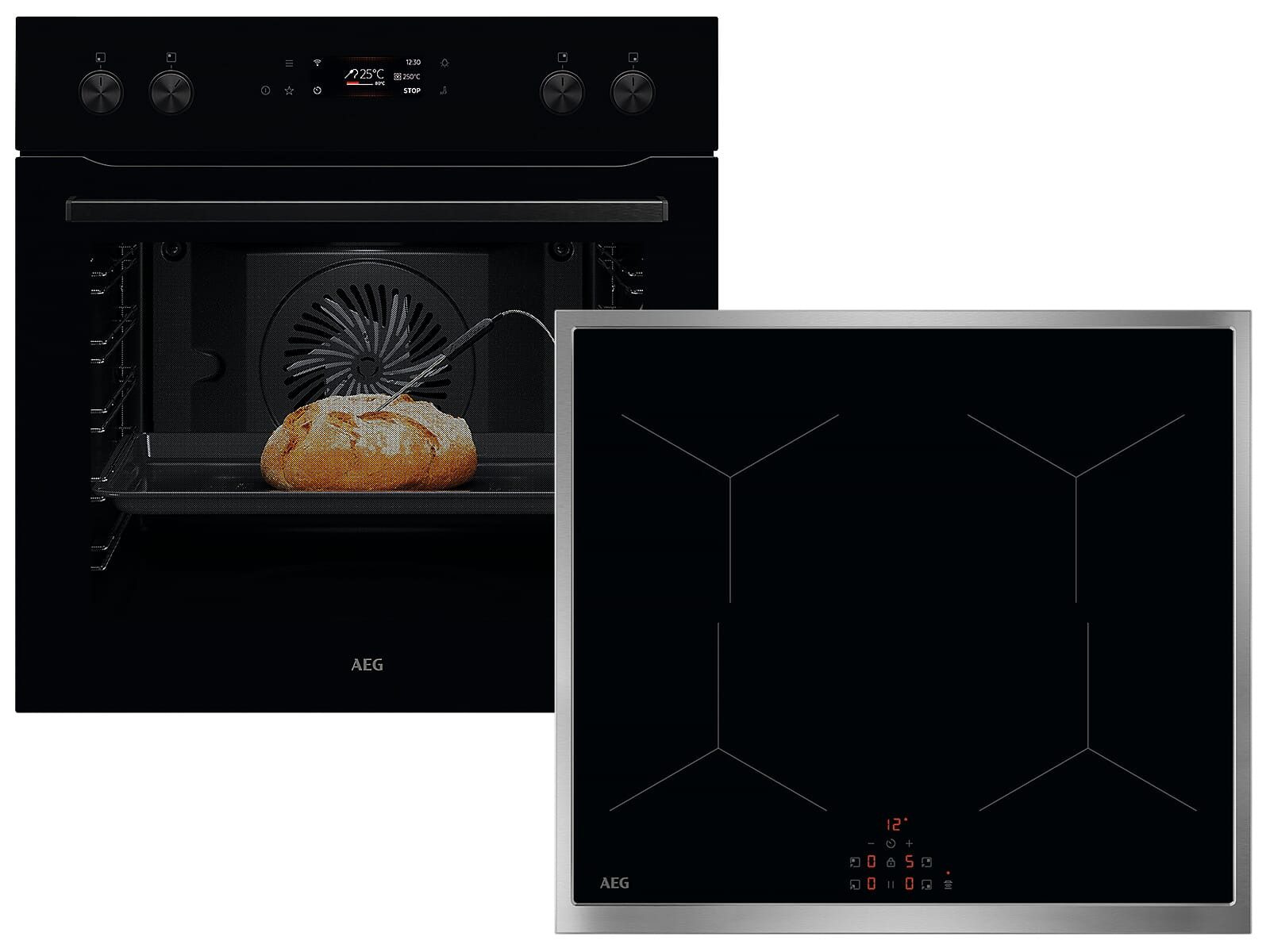 AEG Elektro-Herd-Set, Pyrolyse-Selbstreinigung, Timer, TouchControl-Bedienung
