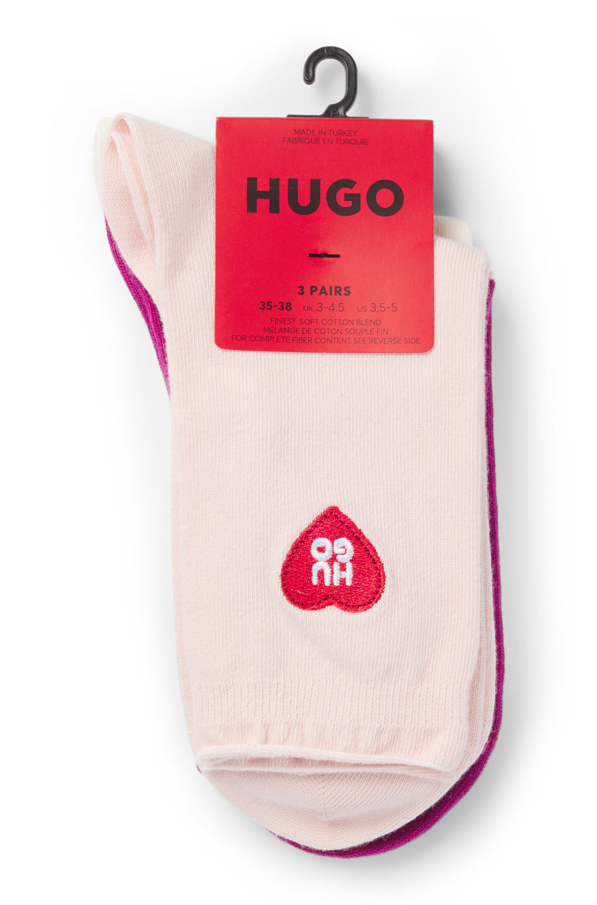 HUGO Kurzsocken 3P SH HEART CC W mit Logo-Details, Verstärkung: Zehen- und Fersenpartie