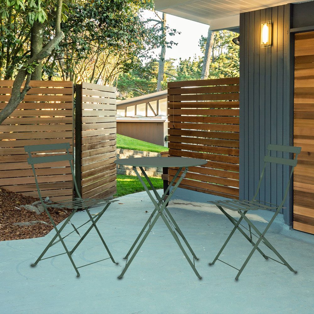 Kynast Gartentisch, Bistro Set Sitzgruppe 1x Tisch 2x Stuhl witterungsbeständig grün
