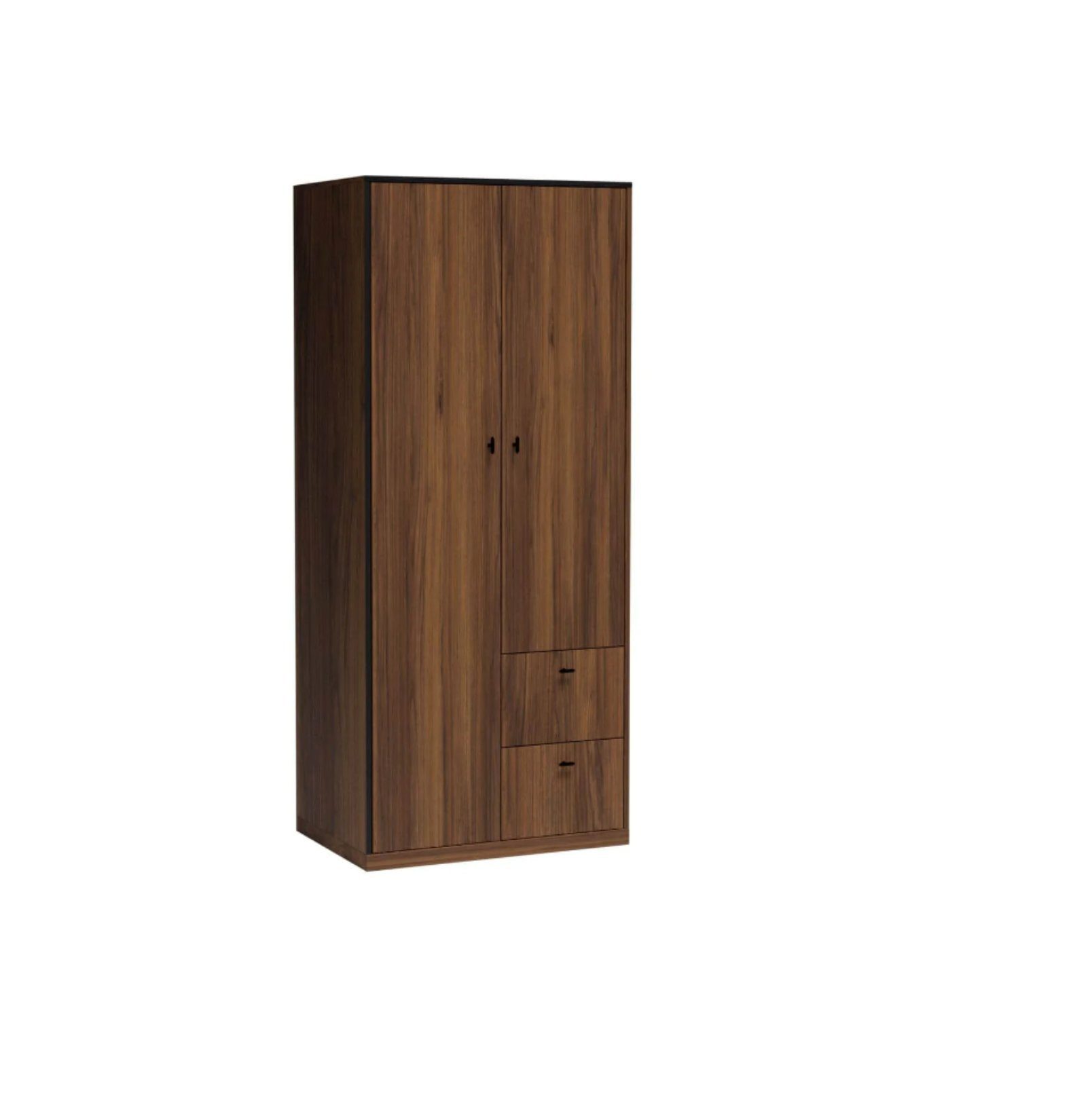 Furnix Kleiderschrank SENEZA S-1 mit zwei Türen & 2 Schubladen Warmia Nussbaum