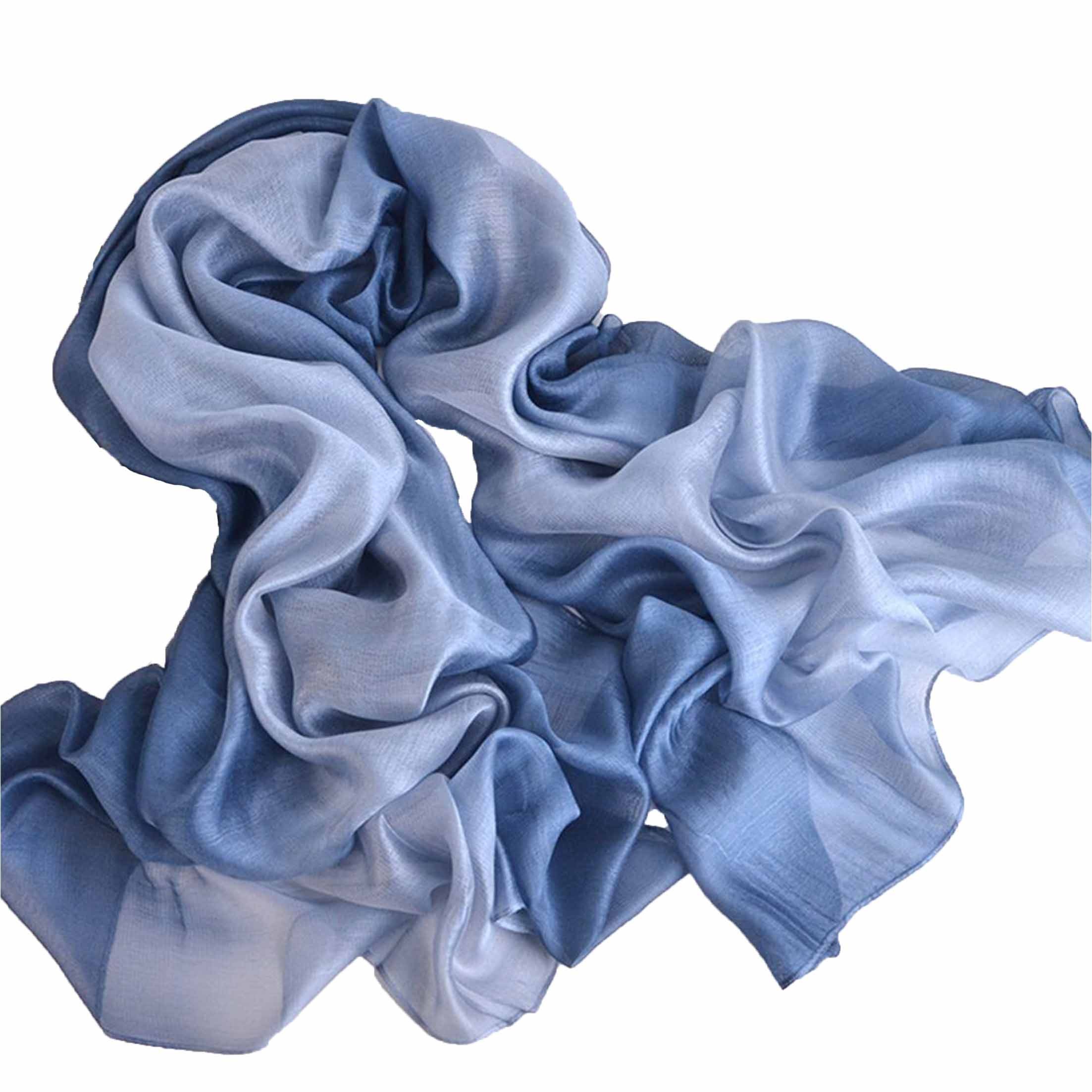 KINSI Seidentuch Monochromer Farbverlauf Damenschal, Modeschal, Premium-Schal, Lang, leicht, Sonnenschutz, antiallergisch