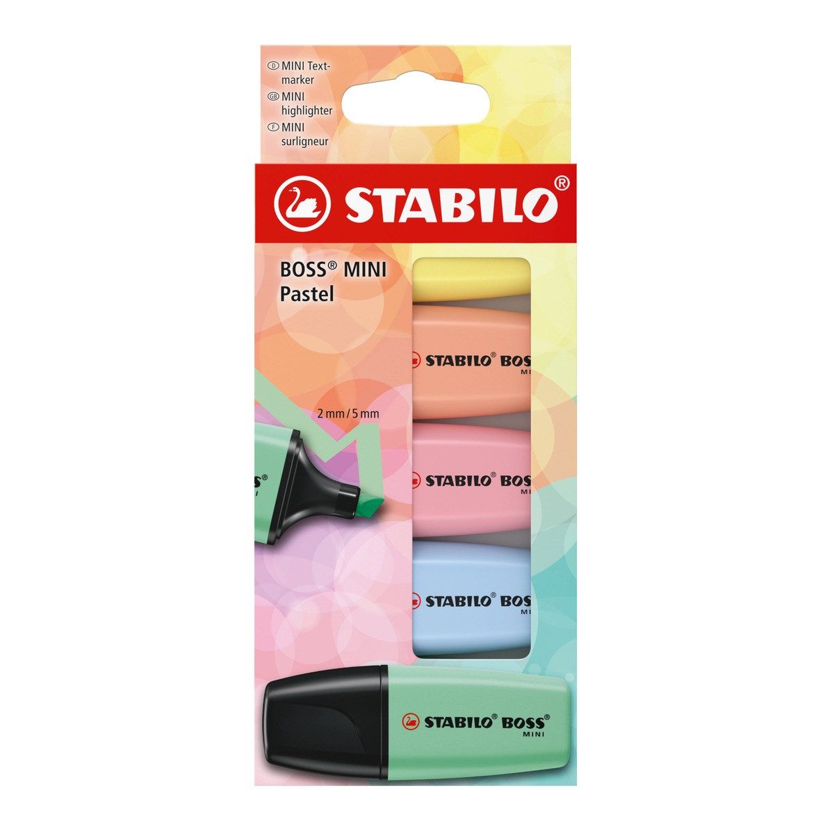 STABILO Marker STABILO Textmarker BOSS MINI Pastel 5 Stück Kartonetui mit Hängelasche