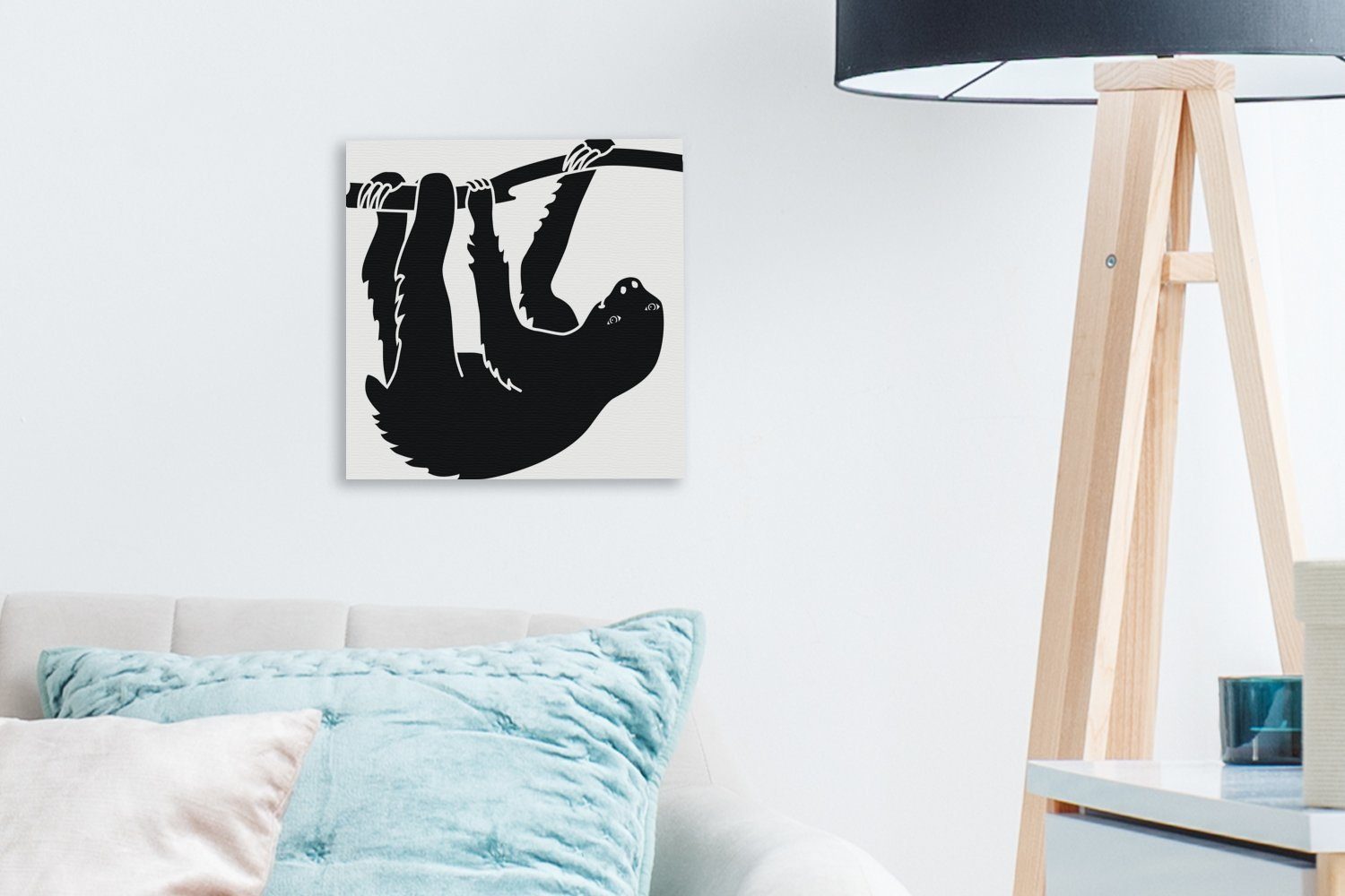 St), für Schwarz-Weiß-Illustration Leinwandbild (1 Eine Wohnzimmer Bilder eines OneMillionCanvasses® Faultiers, Leinwand Schlafzimmer