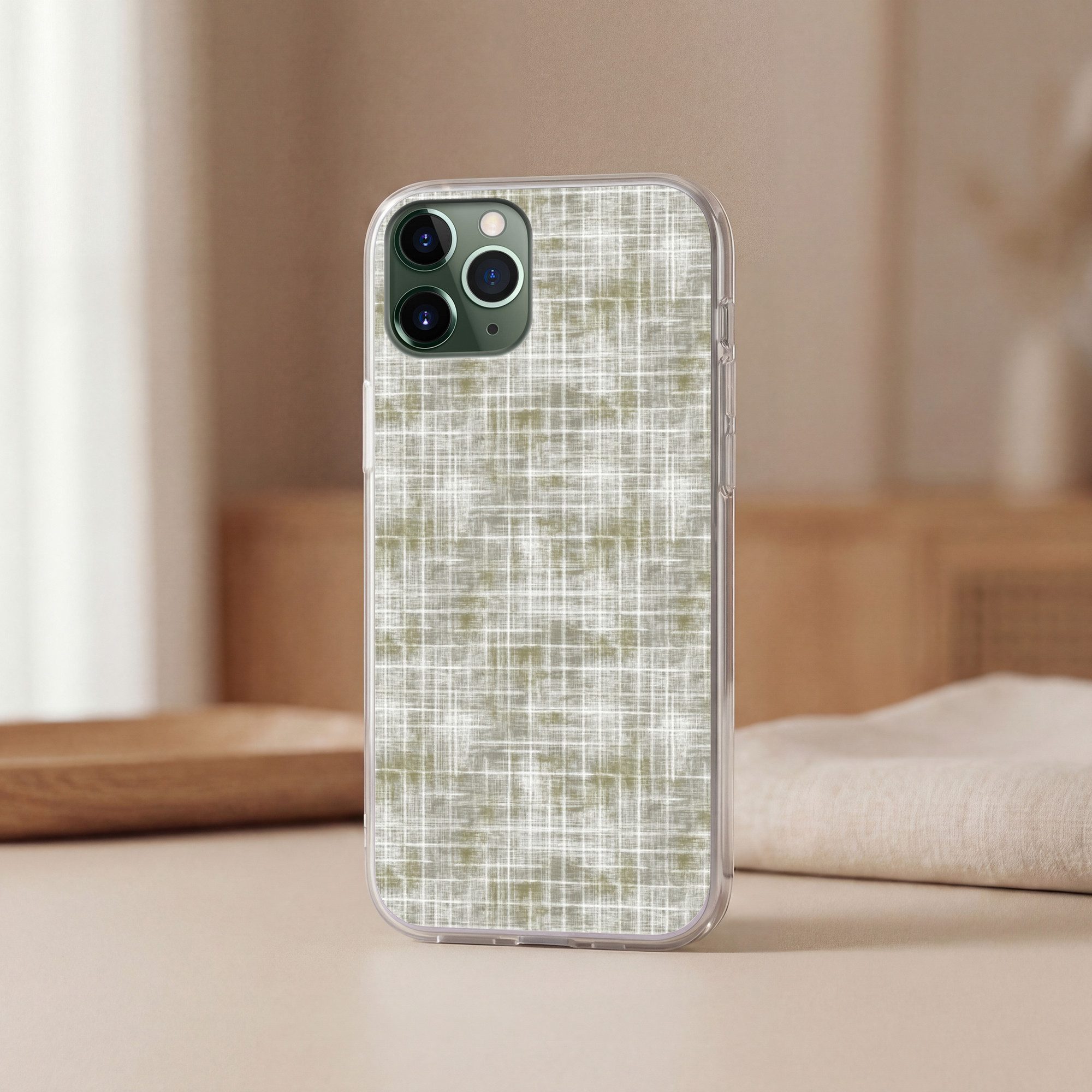 MuchoWow Handyhülle für Apple iPhone 11 Pro Leinen - Muster - Grün, Smartphone-Bumper, Print, Handy Schutzhülle Dünn