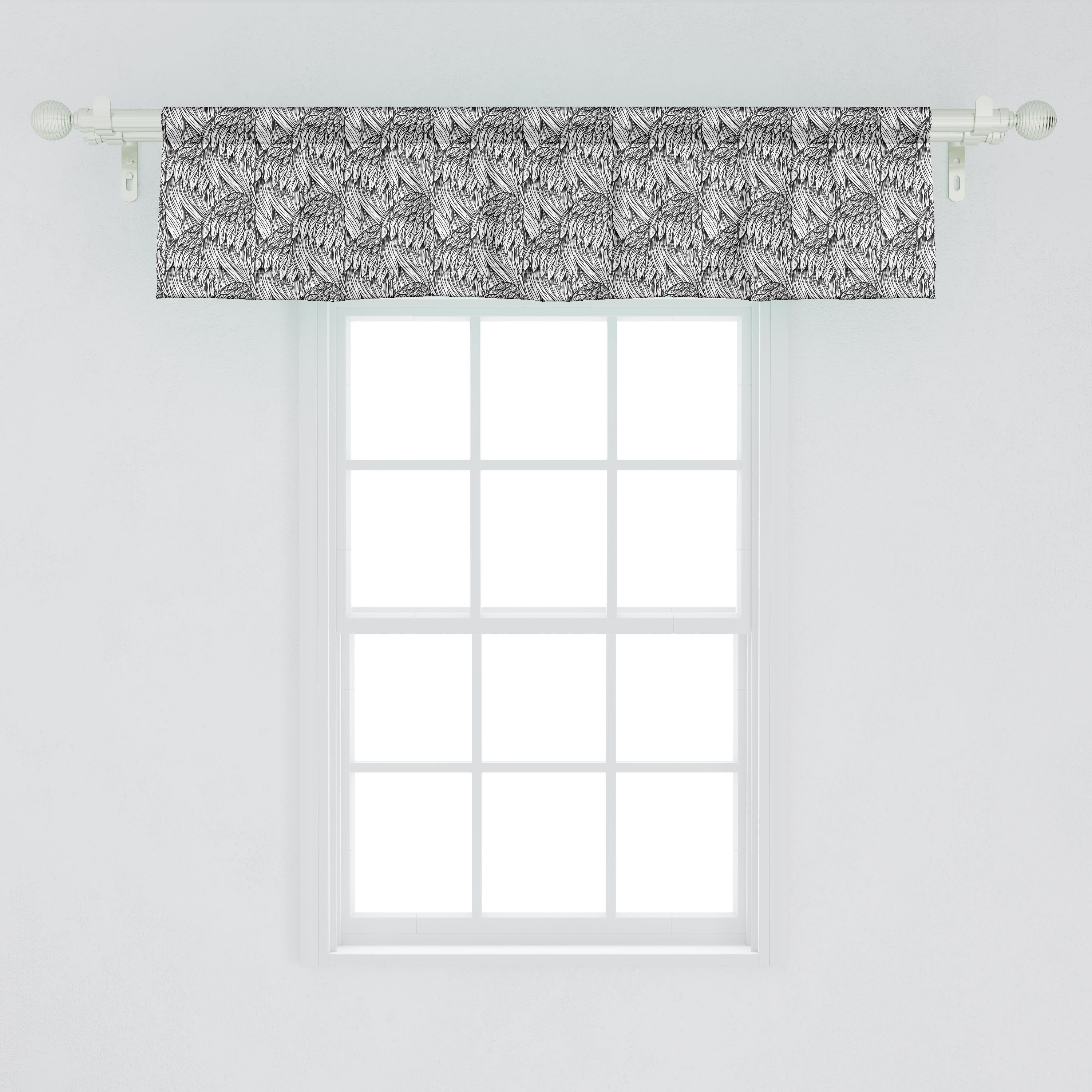 Scheibengardine Vorhang Volant Abakuhaus, Motive Küche Feder Kunst Flügel für Schlafzimmer Himmlische Stangentasche, Microfaser, mit Dekor