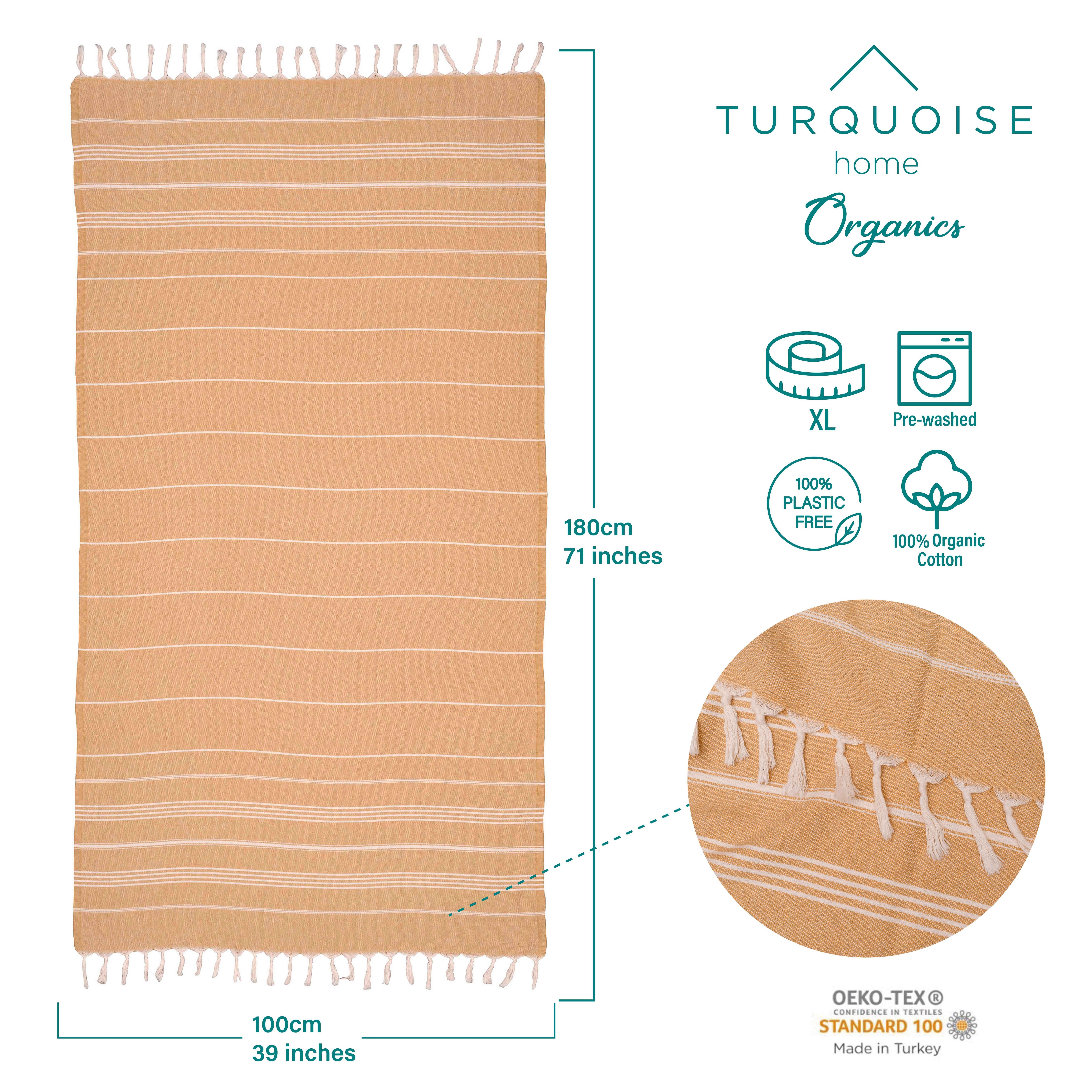 Turquoise Home Hamamtuch 100% Bio-Baumwolle 100 x 180cm Strandtuch Strand S günstig online kaufen