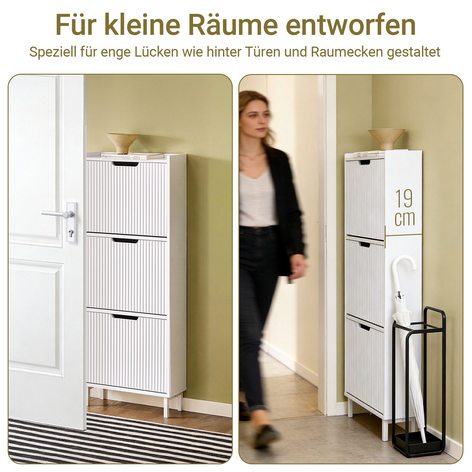 SoBuy Schuhkipper FSR177, Schuhschrank, Flurschrank Hoch Kommode für Diele, Flur, Schuhschrank schmal Schuhregal Schuhkommode Schuhablage