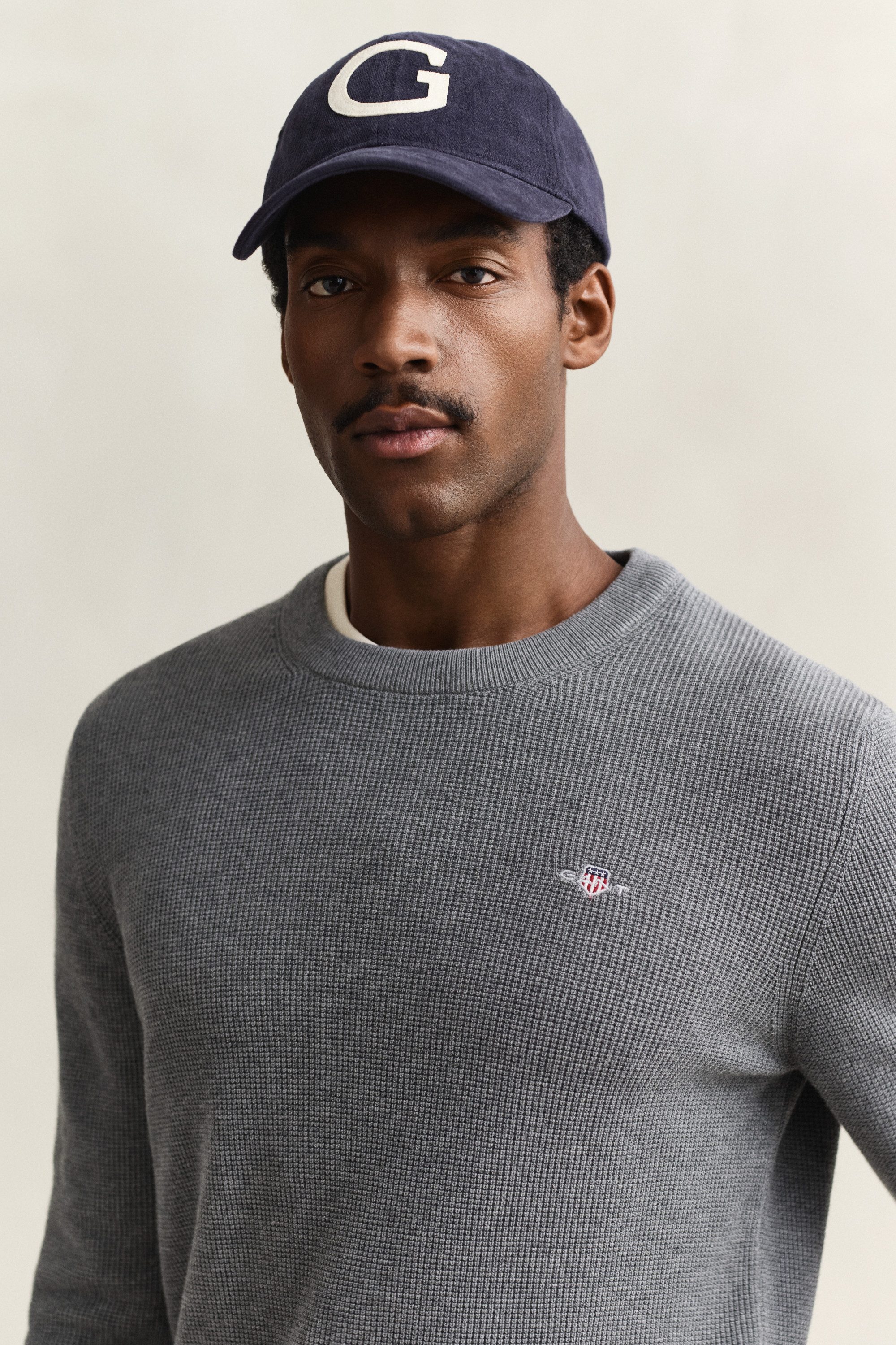 Gant Strickpullover MICRO TEXTURED COTTON C-NECK Regular fit mit Rundhalsausschnitt