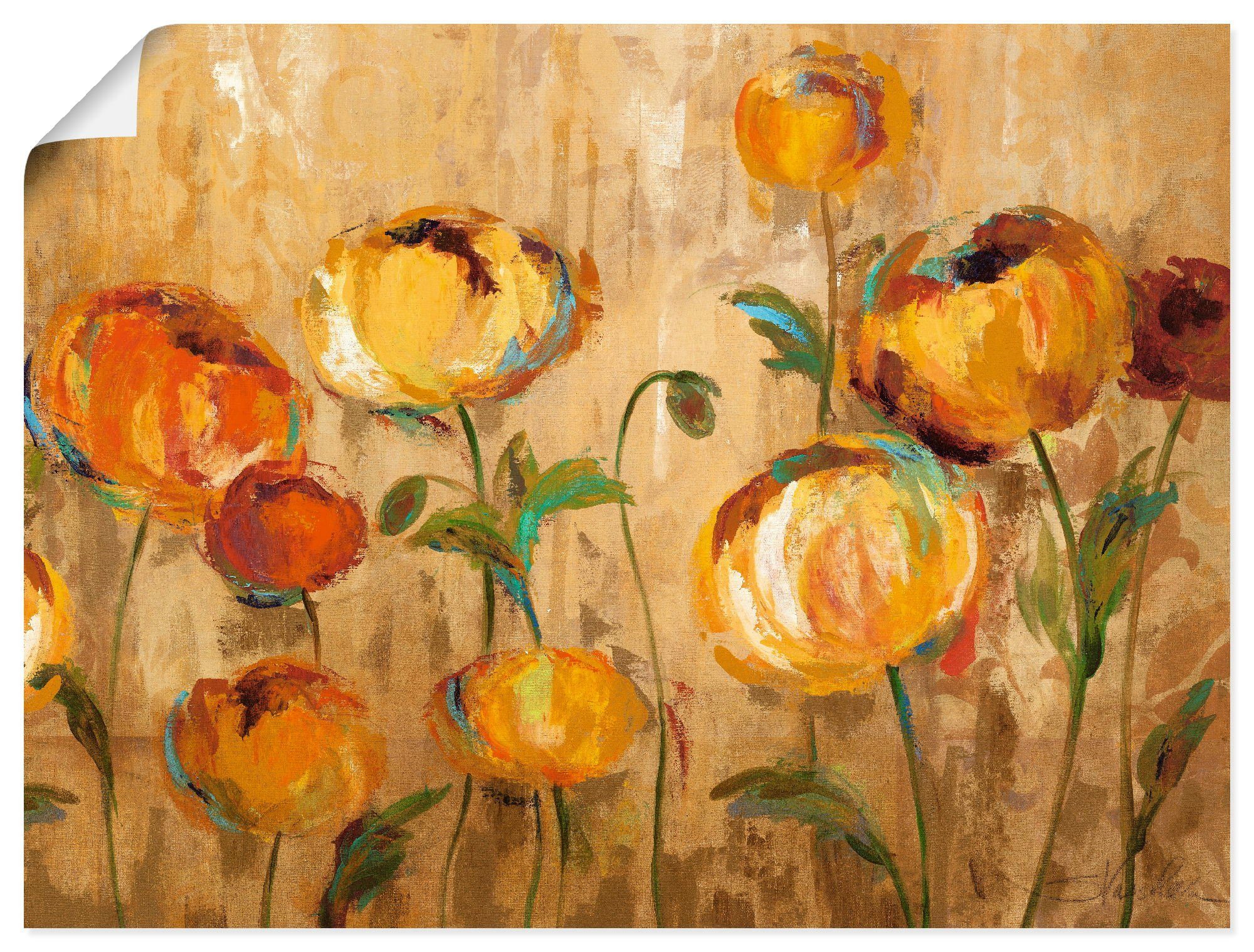 Artland Wandbild Freudige Ranunkel, St), Wandaufkleber oder Blumen Leinwandbild, (1 Größen in als versch. Poster