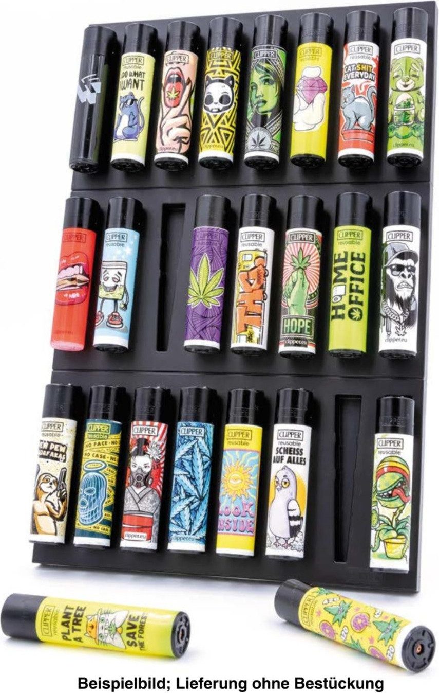 CLIPPER Vitrine Sammelboard für 8 oder 24 Clipper Feuerzeuge Aufsteller / W günstig online kaufen