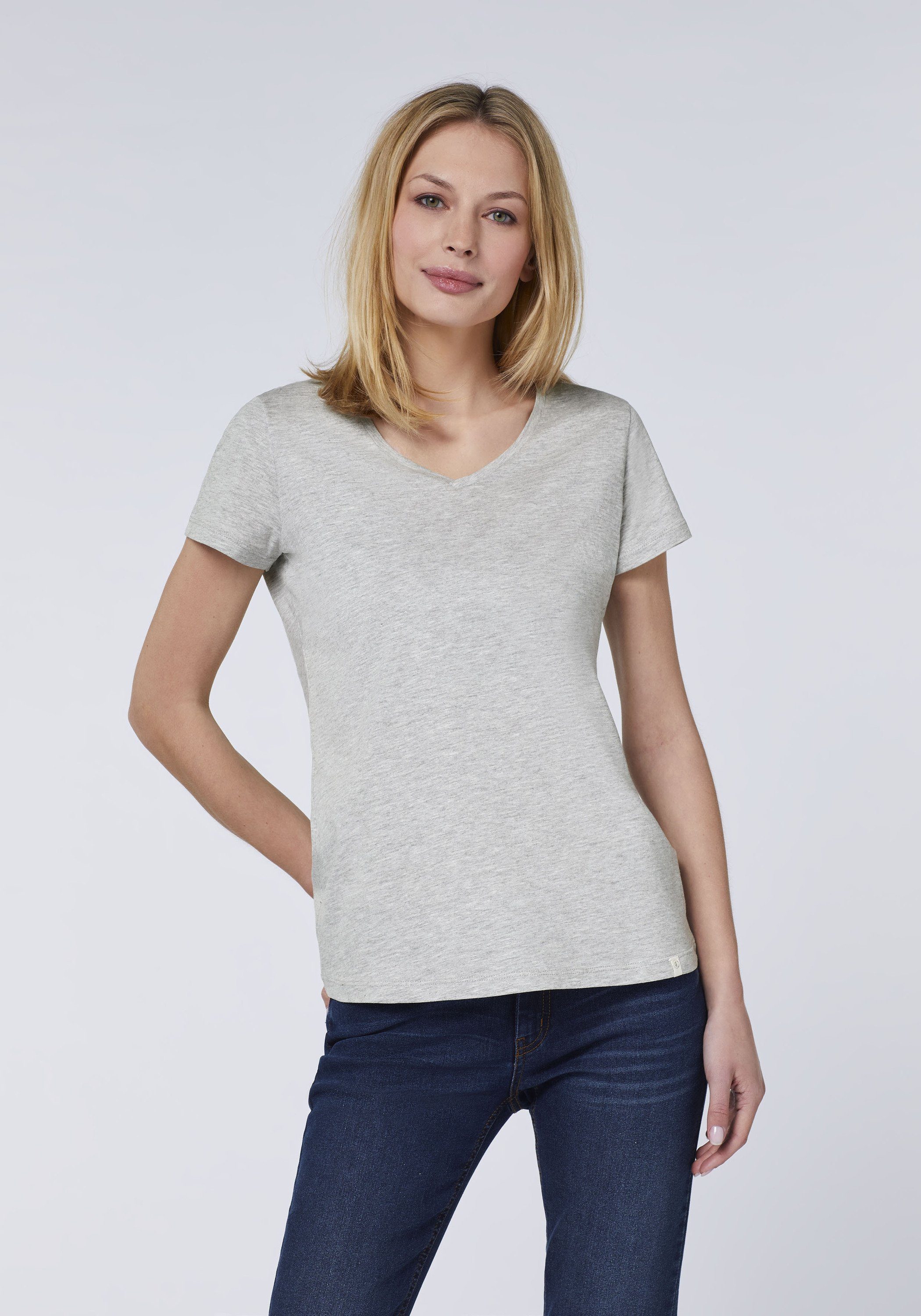 Detto Fatto T-Shirt Light V-Neck-Design 72 im femininen Grey