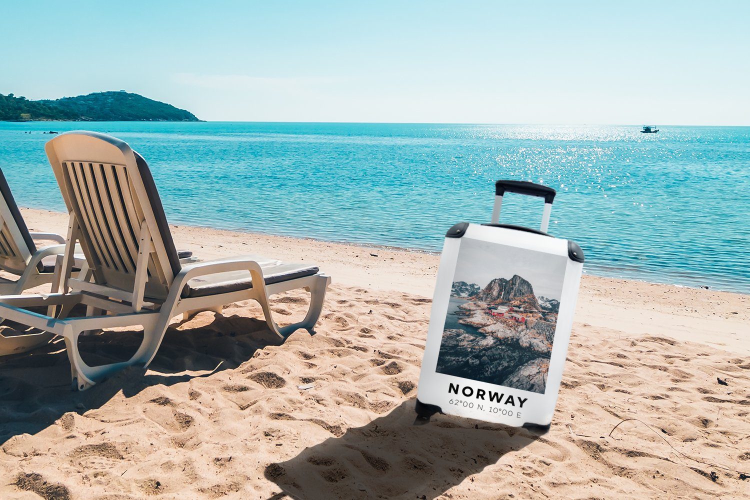 rollen, Rollen, Reisekoffer Bergen - Trolley, Ferien, Reisetasche mit Skandinavien, - MuchoWow Handgepäck Norwegen Handgepäckkoffer für 4