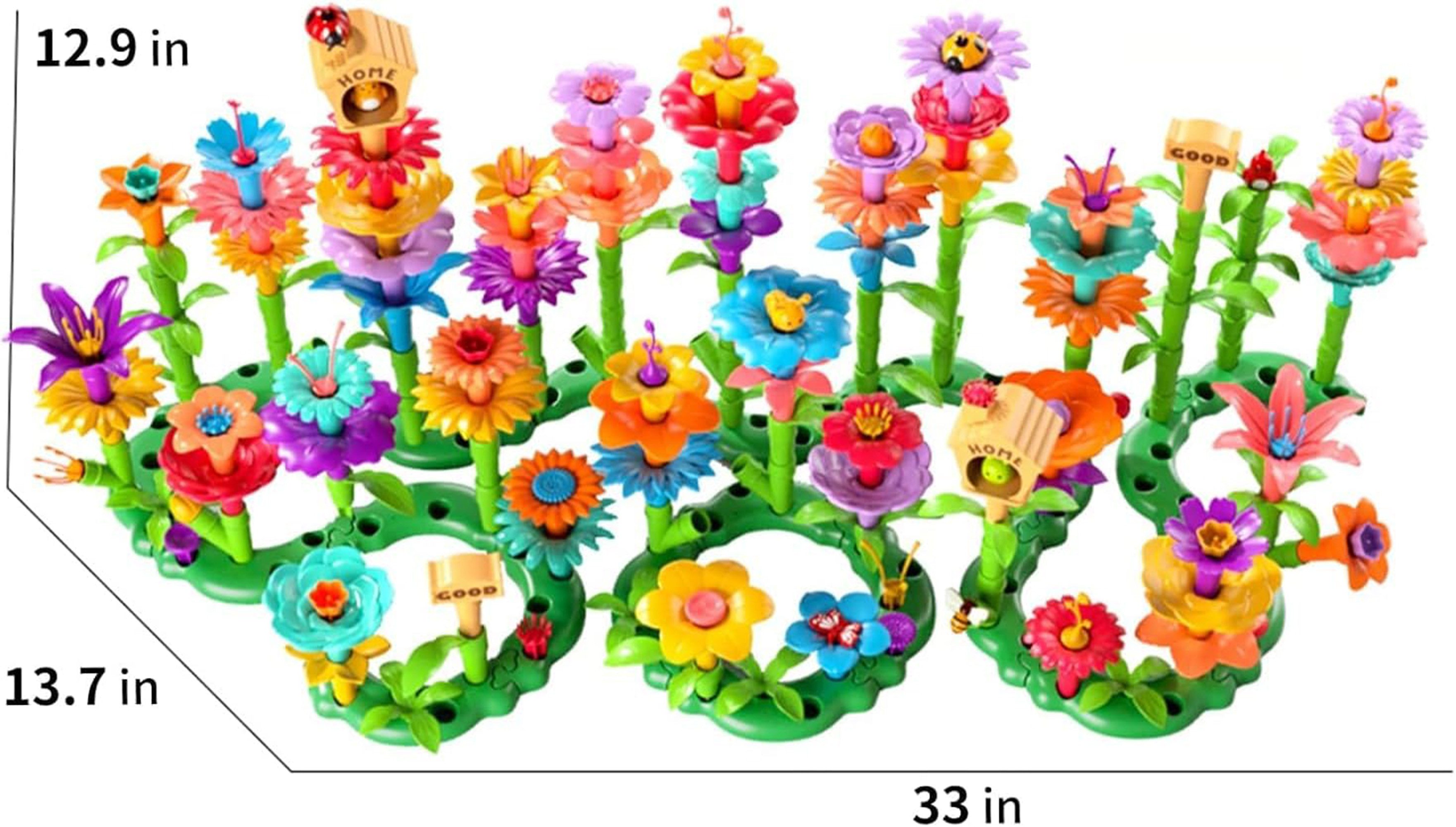 ibettertec pädagogisches Spielzeug, Spiel Set, Mint Spielzeug, Garten Spiel Set Konstruktions-Spielset, (Spar-Set, 1 St., 332-teiliges Blumengarten Bauspielset für Kinder ab 3 Jahren), fördert Kreativität & Feinmotorik, Umweltfreundliches PP-Material