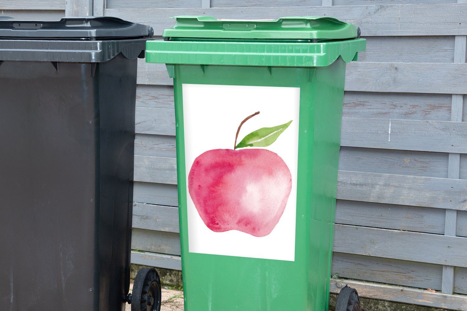 - Container, (1 Farbe Weiß - Mülleimer-aufkleber, Abfalbehälter Mülltonne, MuchoWow Wandsticker Sticker, St), Apfel