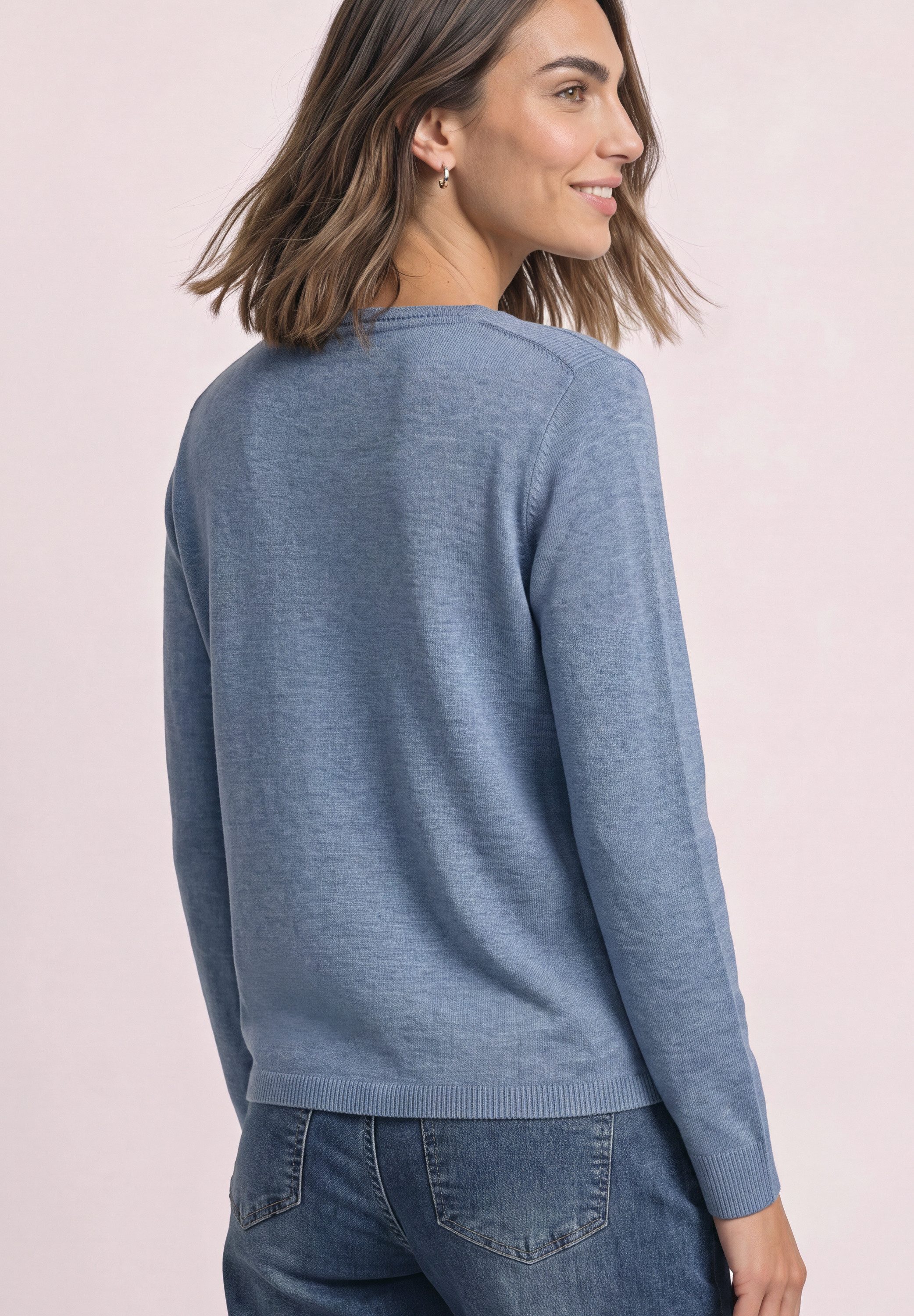 STREET ONE Strickpullover Feinstrick mit U-Boot-Ausschnitt / Viskose