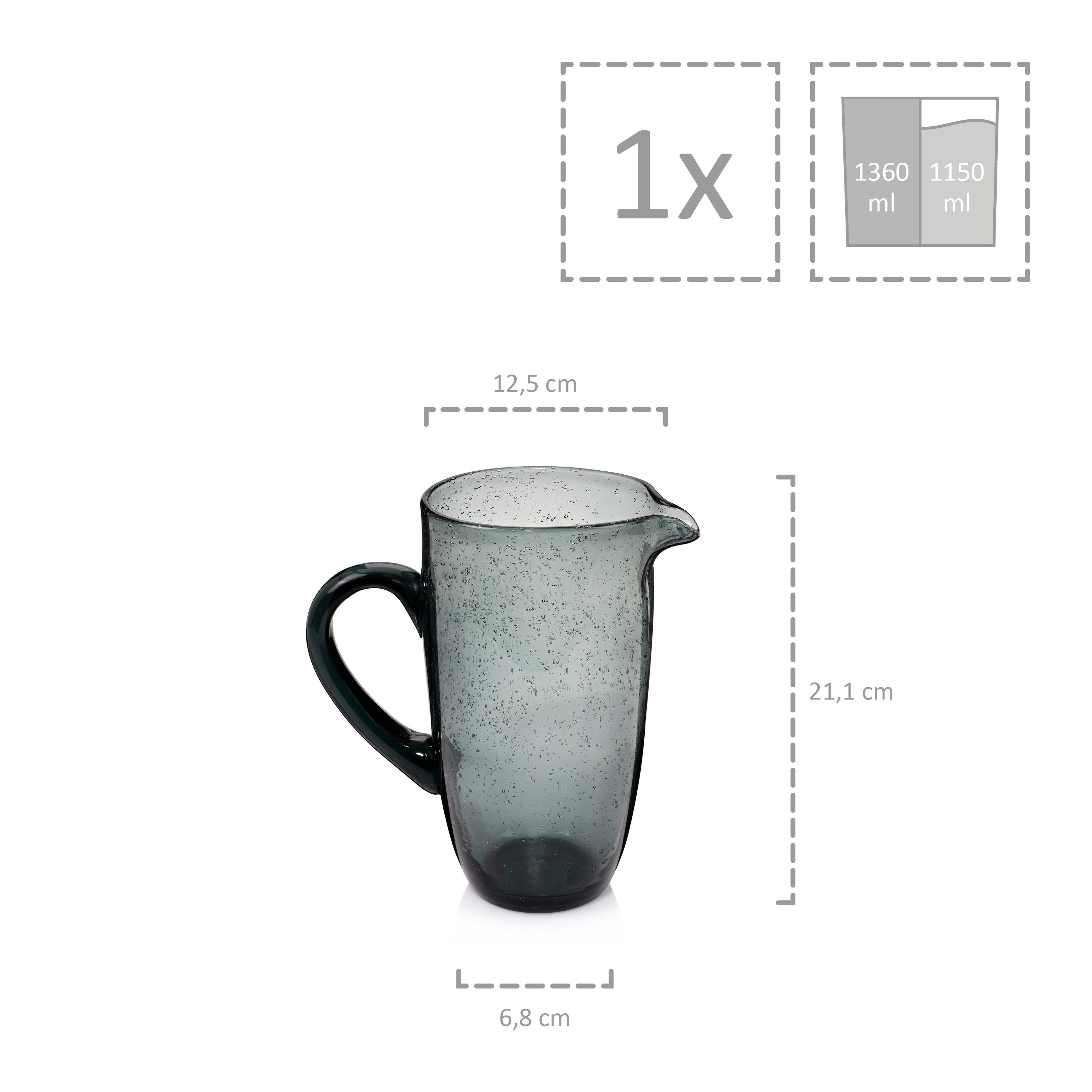 SÄNGER Wasserkaraffe London, (1-tlg., 1x Glaskrug), 1150 ml, spülmaschinengeeignet