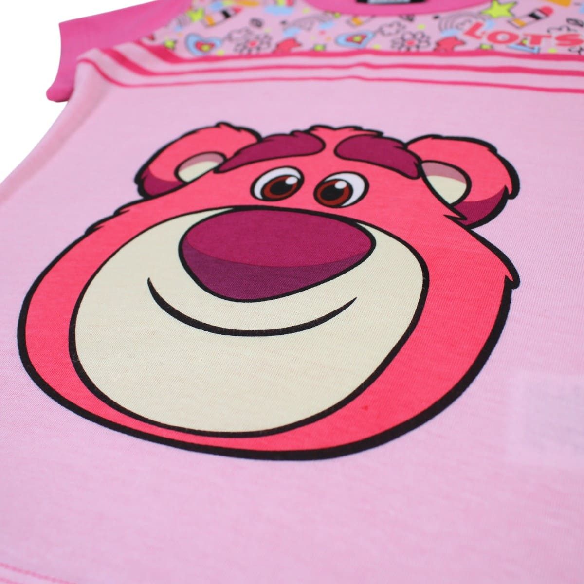 Disney Print-Shirt Toy Story Lotso Bär Kinder Mädchen Sommerset Shorts T-Shirt 100% Baumwolle, Gr. 98 bis 128