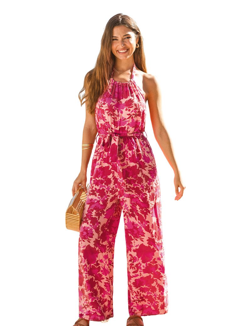 Cupshe Jumpsuit Ärmelloses Oberteil mit hohem Kragen und weitem Bein