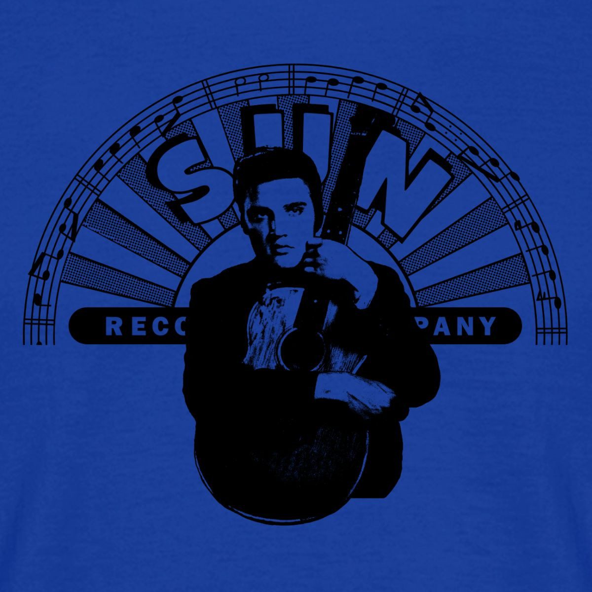 Spreadshirt T-Shirt Elvis Presley Elvis Mit Gitarre & Sun Records Logo Männer T-Shirt (1-tlg)
