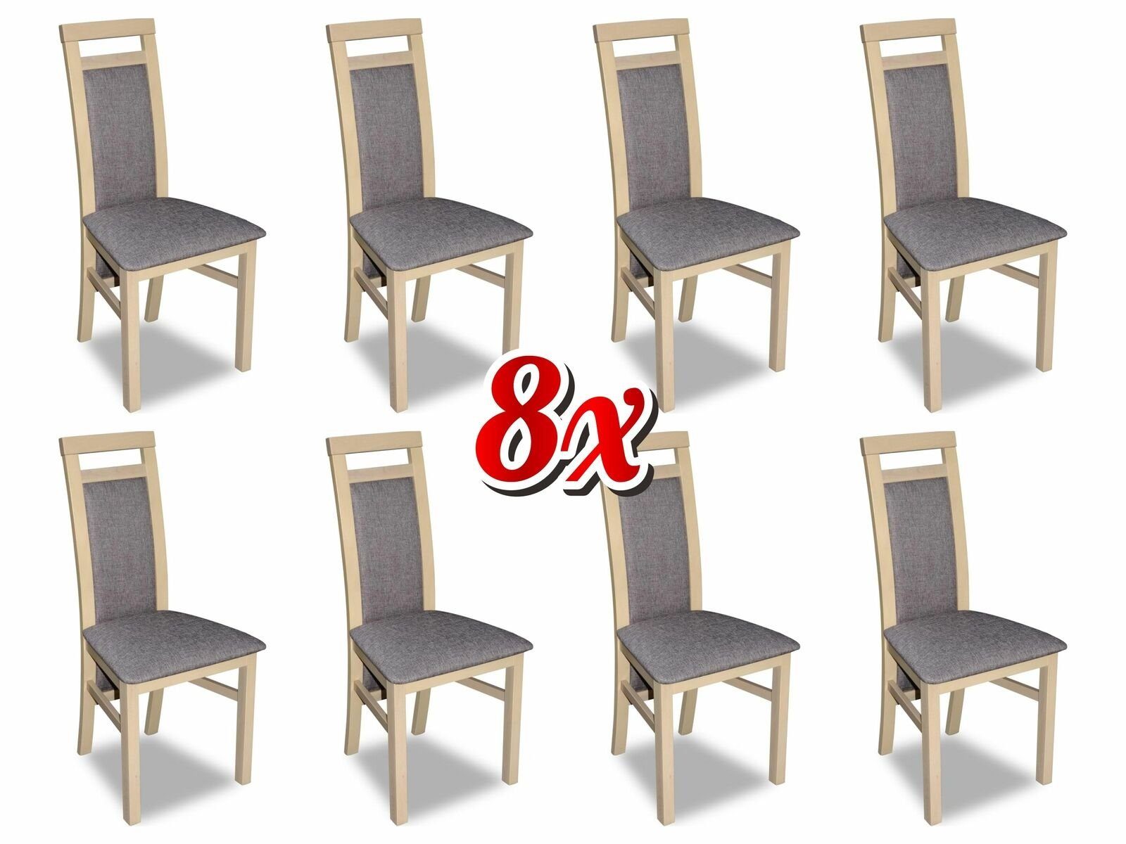Holz Stühle 8x Set Textil JVmoebel Set Sessel Garnitur Esszimmer Garnitur Gruppe Stuhl Stuhl,