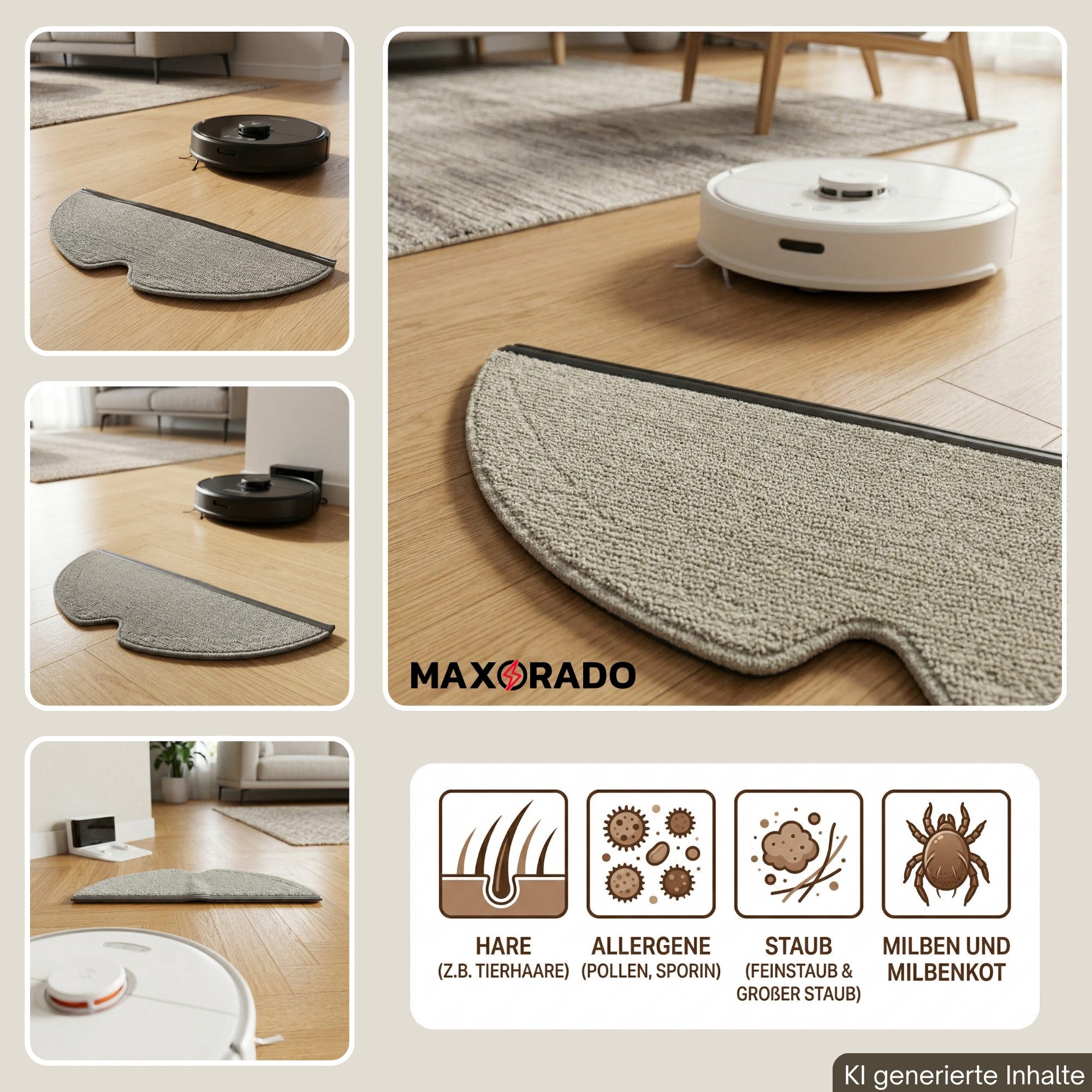 Maxorado Mob Tuch passend für Roborock S4 S5 MAX S6 Pure E2 E3 E4 E5 Q5 Zubehör Moppaufsatz (5-tlg., Wischtuch Ersatzteile Zubehör SEt) – Bild 3 von 5