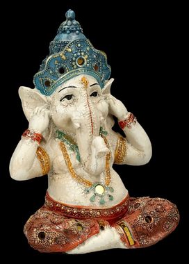 Figuren Shop GmbH Dekofigur Ganesha Figuren handbemalt 3er Set - Nichts Böses - Mythologie Deko