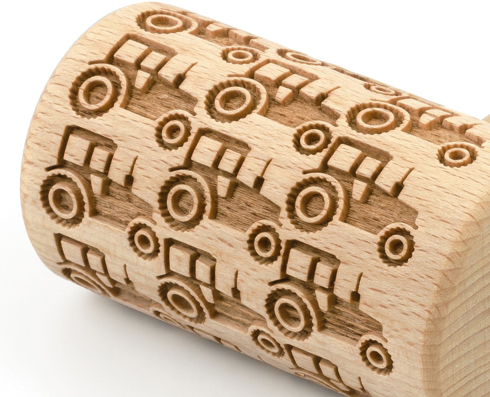 Buchenholz, 3D-Motiv-Teigrolle folkroll Teigroller Traktor