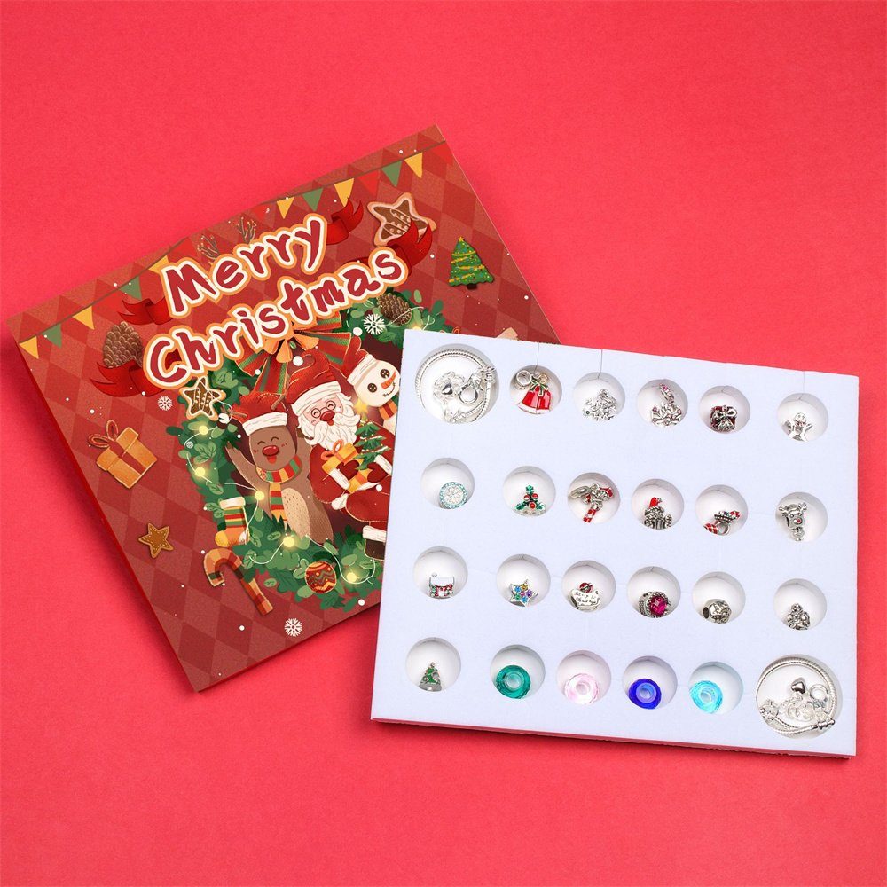 Geschenk Anhänger,Kinder Adventskalender, Kinder Weihnachten Weihnachten (24-tlg), für Dekorative Geschenk Adventskalender Adventskalender Armband 2024