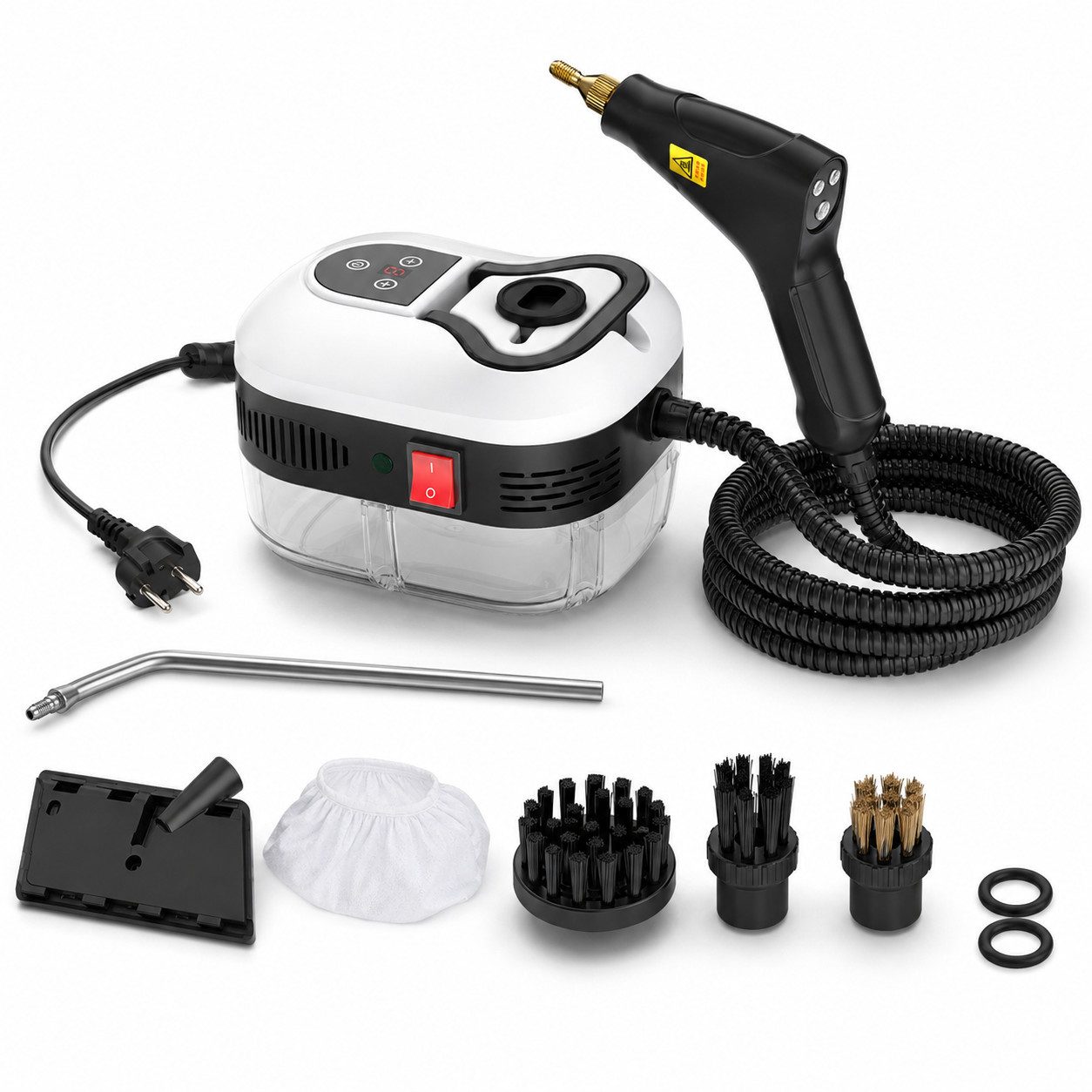 Tekoo Dampfreiniger Hand-Dampfreiniger 3 Bar mit Doppelsteuerung & 1,2L Wassertank, 2500 W, Ohne Staubbehälter, Doppelsteuerung, 10 Sekunden Schnellheizung