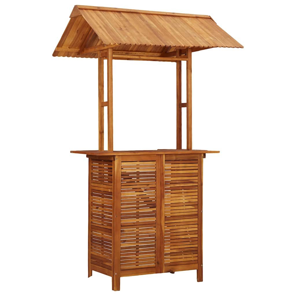 vidaXL Gartentisch Outdoor-Bartisch mit Dach 113x106x217 cm Massivholz