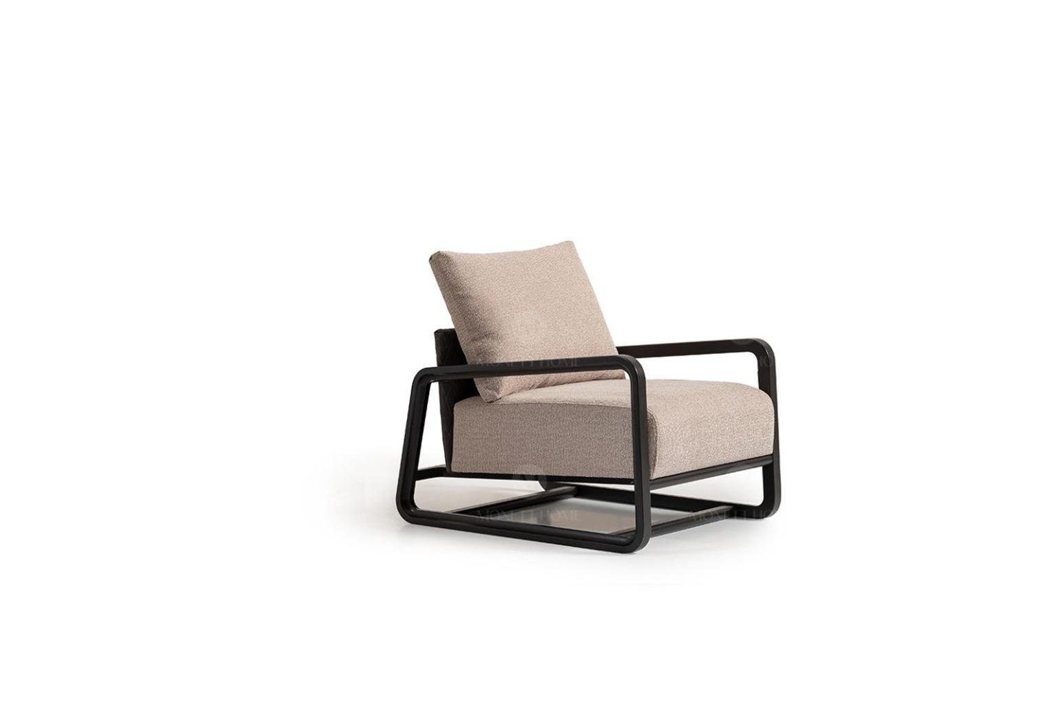 JVmoebel Sessel Modern Sessel Einsitzer Sitzer Beige Holz Wohnzimmer Design (1-St., Sessel), Made in Europa