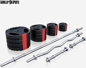 GORILLA SPORTS Hantel-Set 100 kg Komplettset mit Hanteln, Langhantel, Kurzhanteln, Curlstange