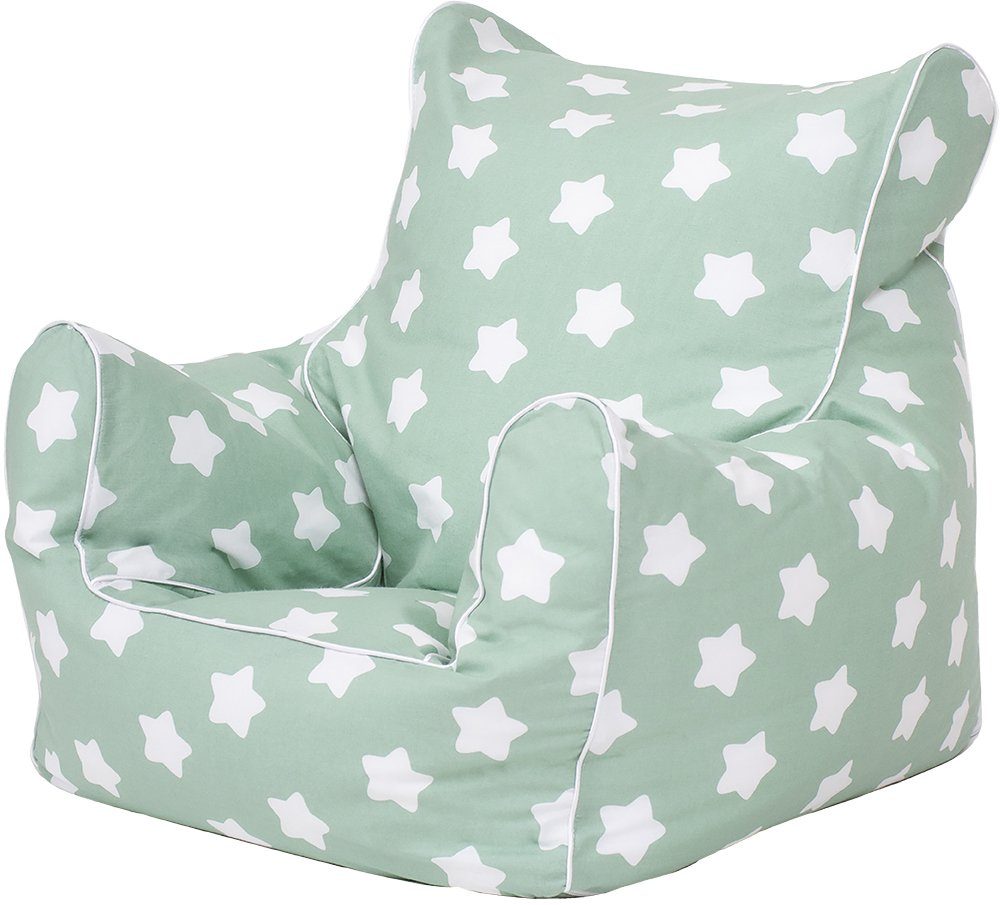Europe Made in Sitzsack White Green Stars, Kinder; Knorrtoys® für