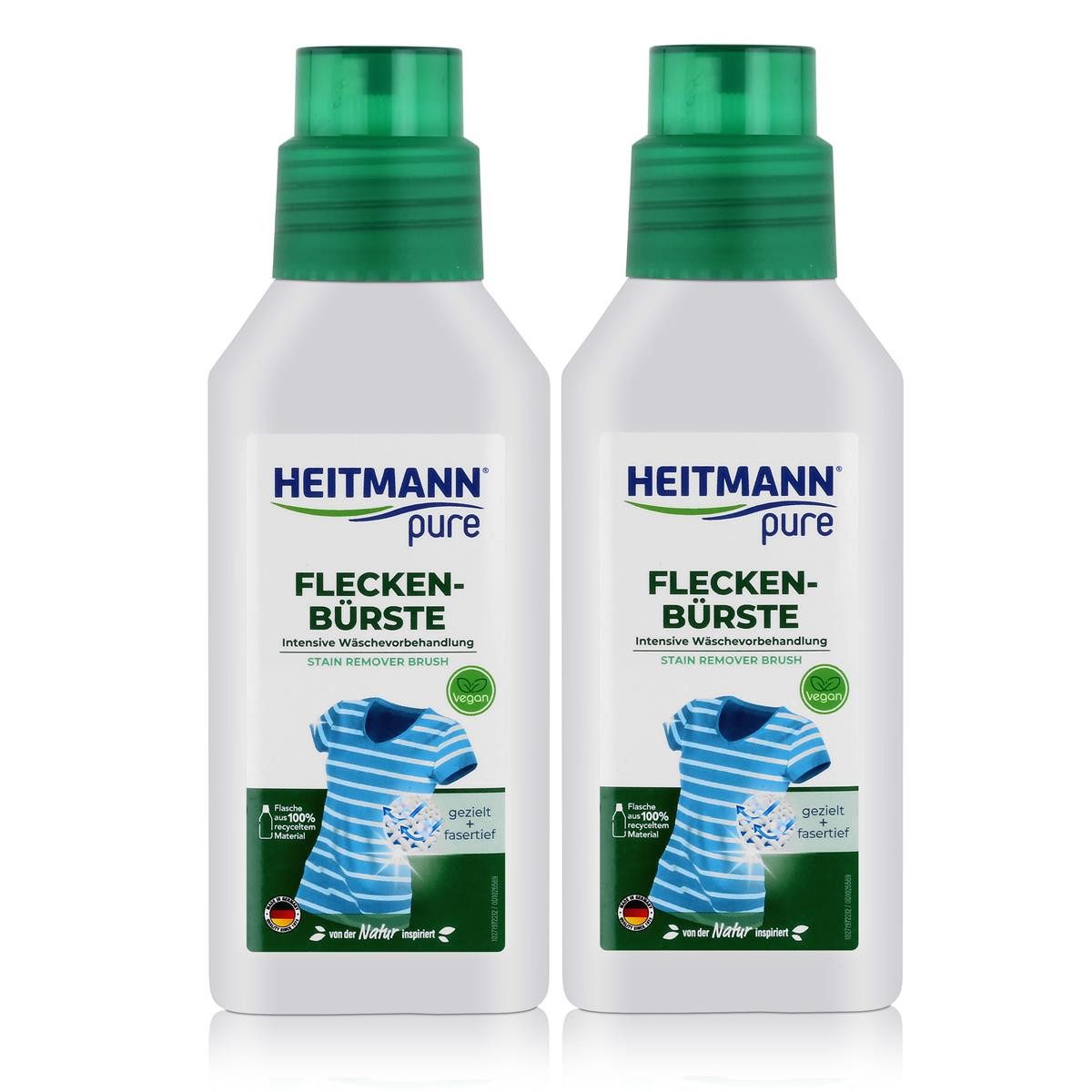 HEITMANN Heitmann pure Fleckenbürste 250ml - Intensive Wäschevorbehandlung (2er Fleckentferner