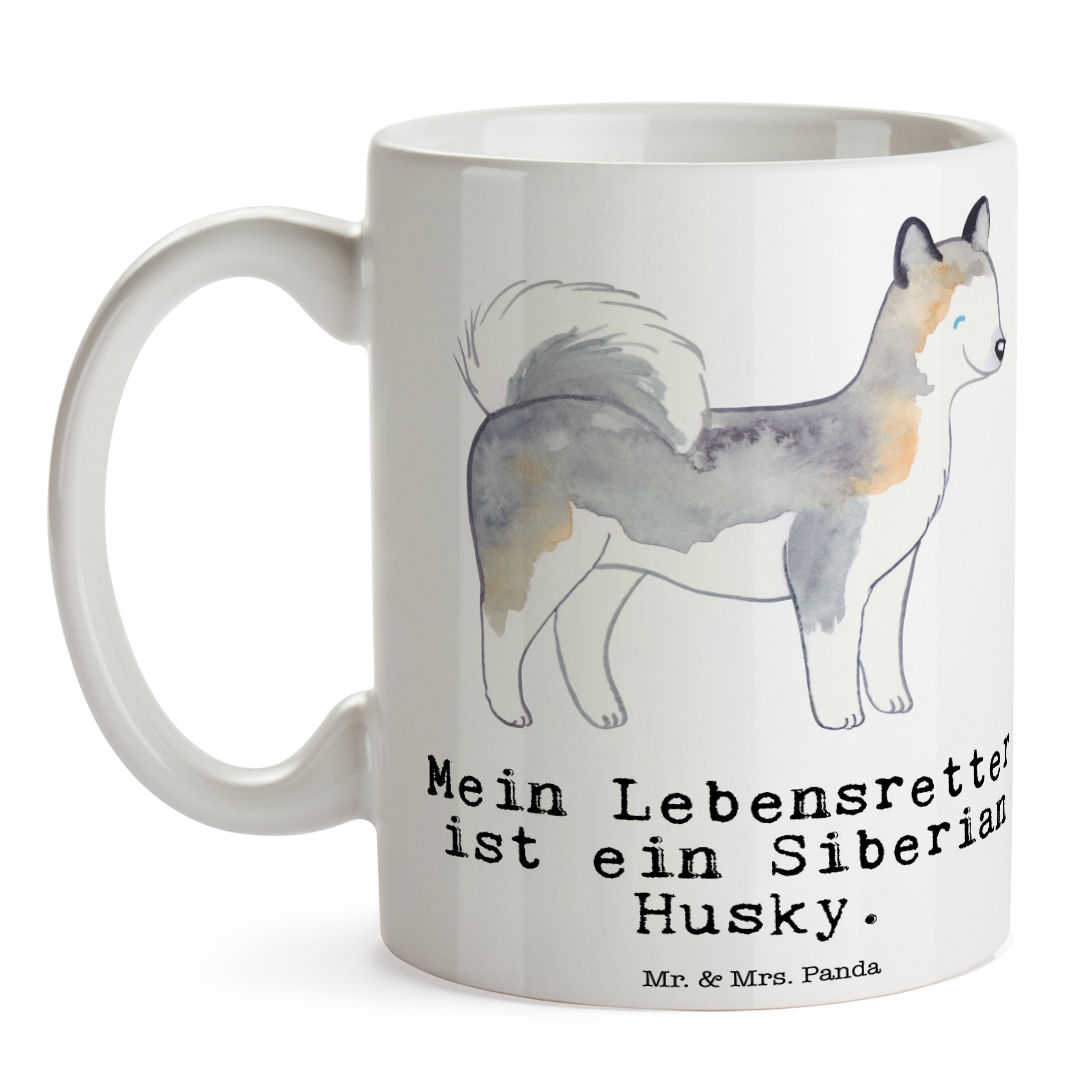 Mr. & Mrs. Panda Tasse Lebensretter Motive, Weiß - Siberian - Husky Keramik Kaffeebe, Tasse Geschenk
