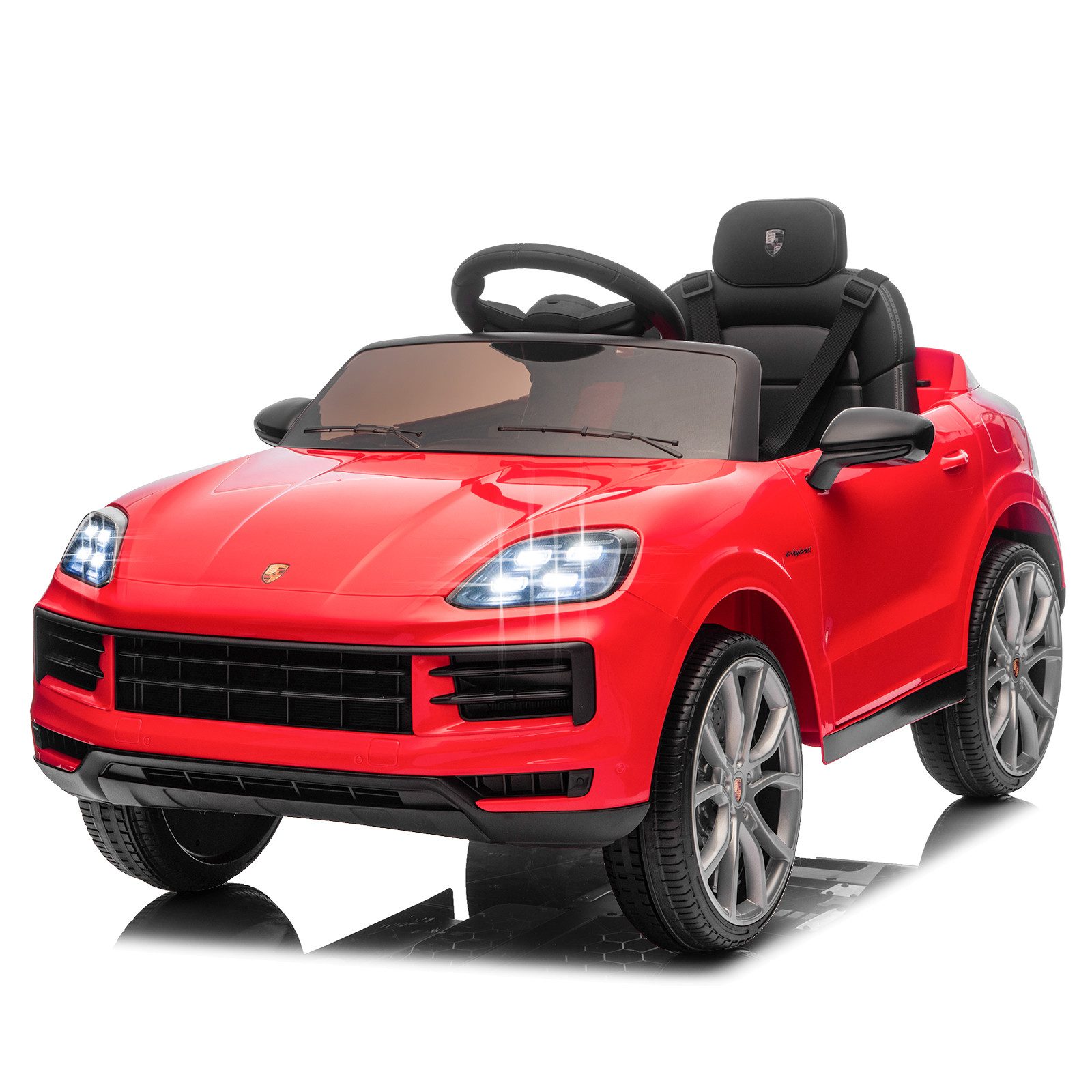 LALAHO Elektro-Kinderauto Kinder Elektroauto Porsche Cayenne Elektrofahrzeuge, 2,4G-Fernbedienung, mit MP3, Musik, Hupe, LED-Leuchten