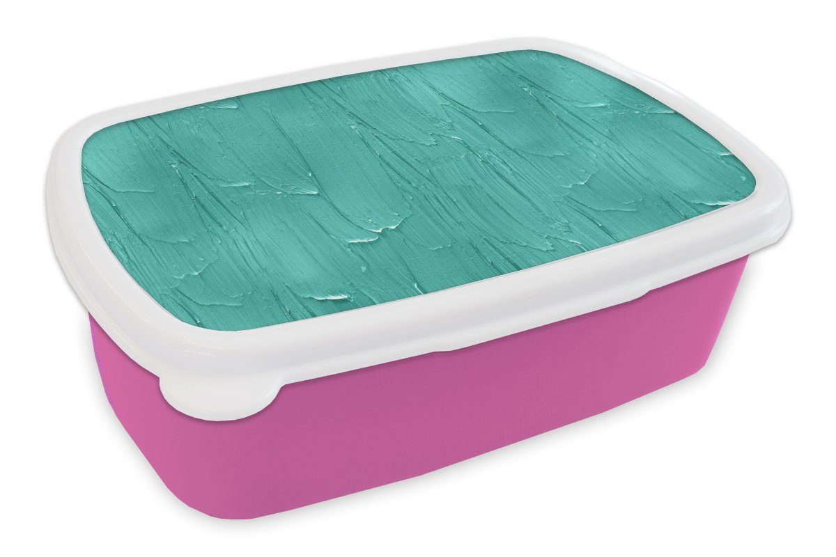 MuchoWow Lunchbox Farbe - Kinder, Mädchen, Erwachsene, Brotbox Türkis, Kunststoff rosa Muster Kunststoff, Snackbox, Brotdose - für (2-tlg)